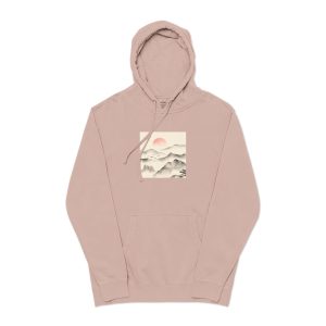 Watercolor Chinese Style Unisex Pigment Dyed Hoodie Embroidery