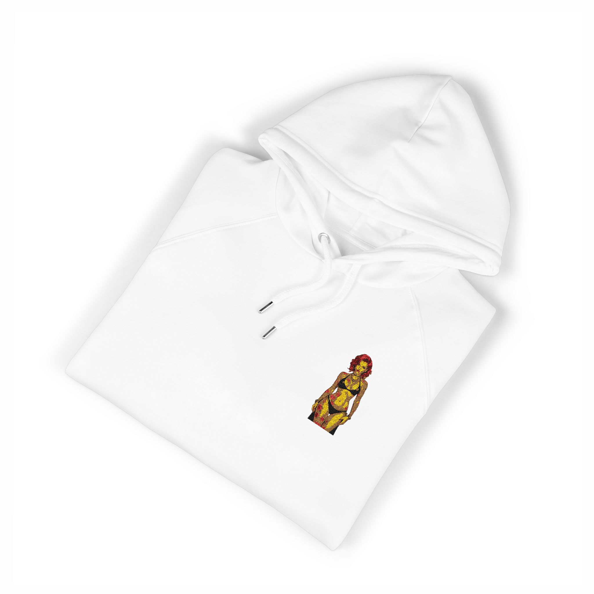 Tattooed Sexy Woman 30 Unisex Eco Raglan Hoodie Embroidery - Image 3