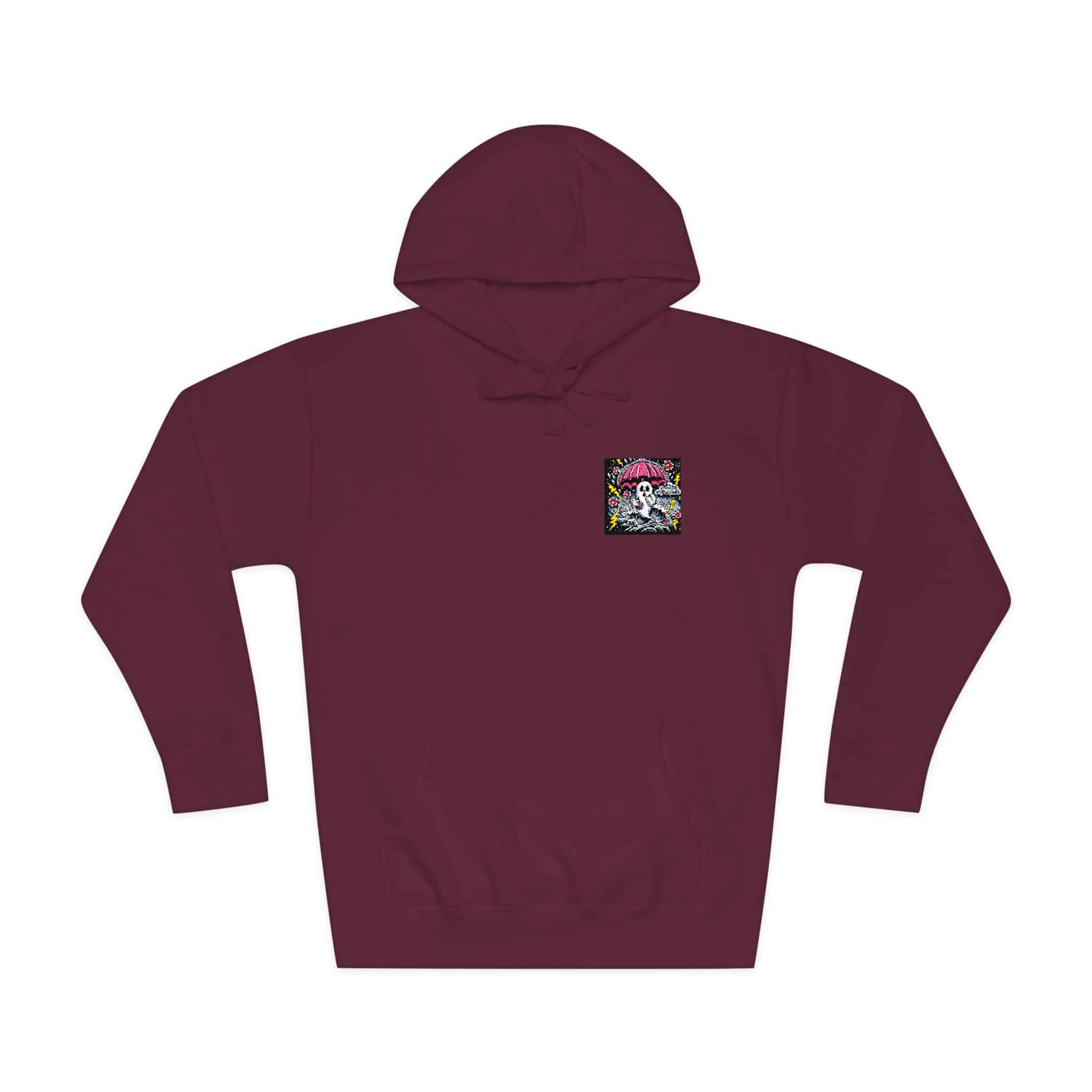 White Ghost With Pink Umbrella Lightning Bolt Unisex Fleece Hoodie - Image 29