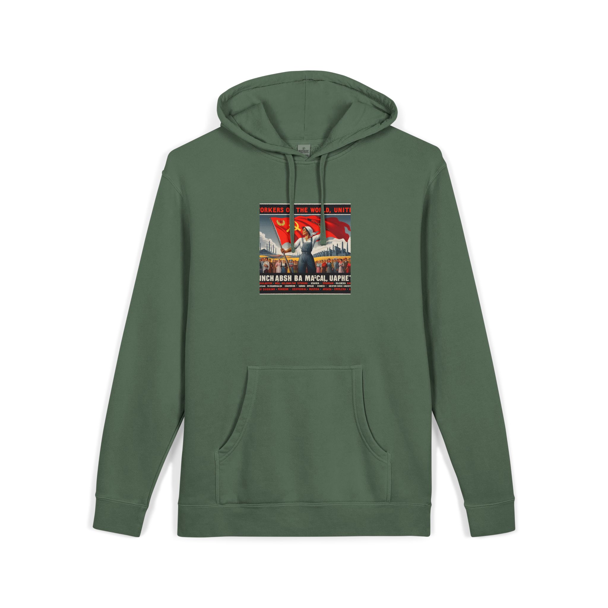 Workers of the World Unisex Pigment Dyed Hoodie Embroidery - Image 15