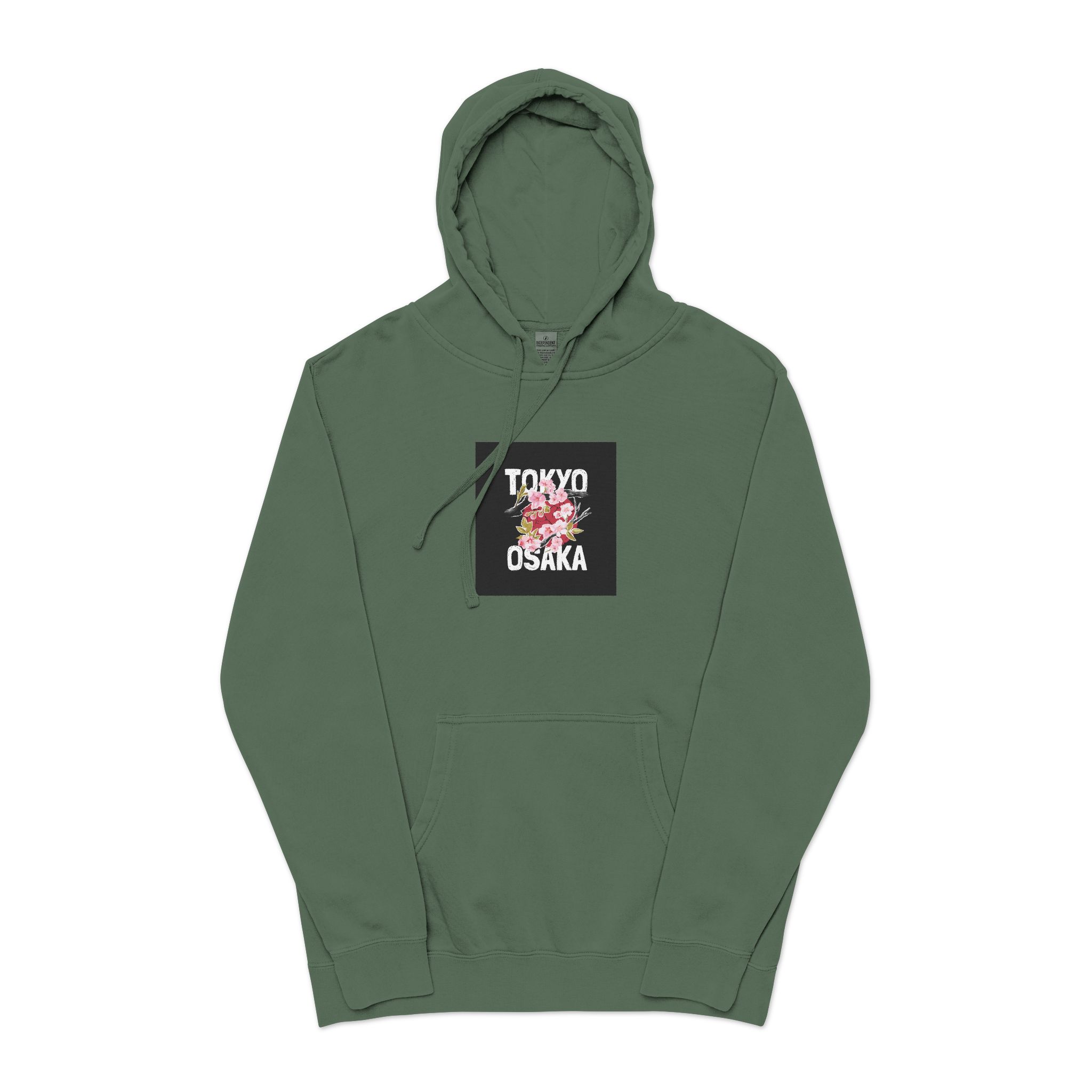 Tokyo Osaka Unisex Pigment Dyed Hoodie Embroidery - Image 13