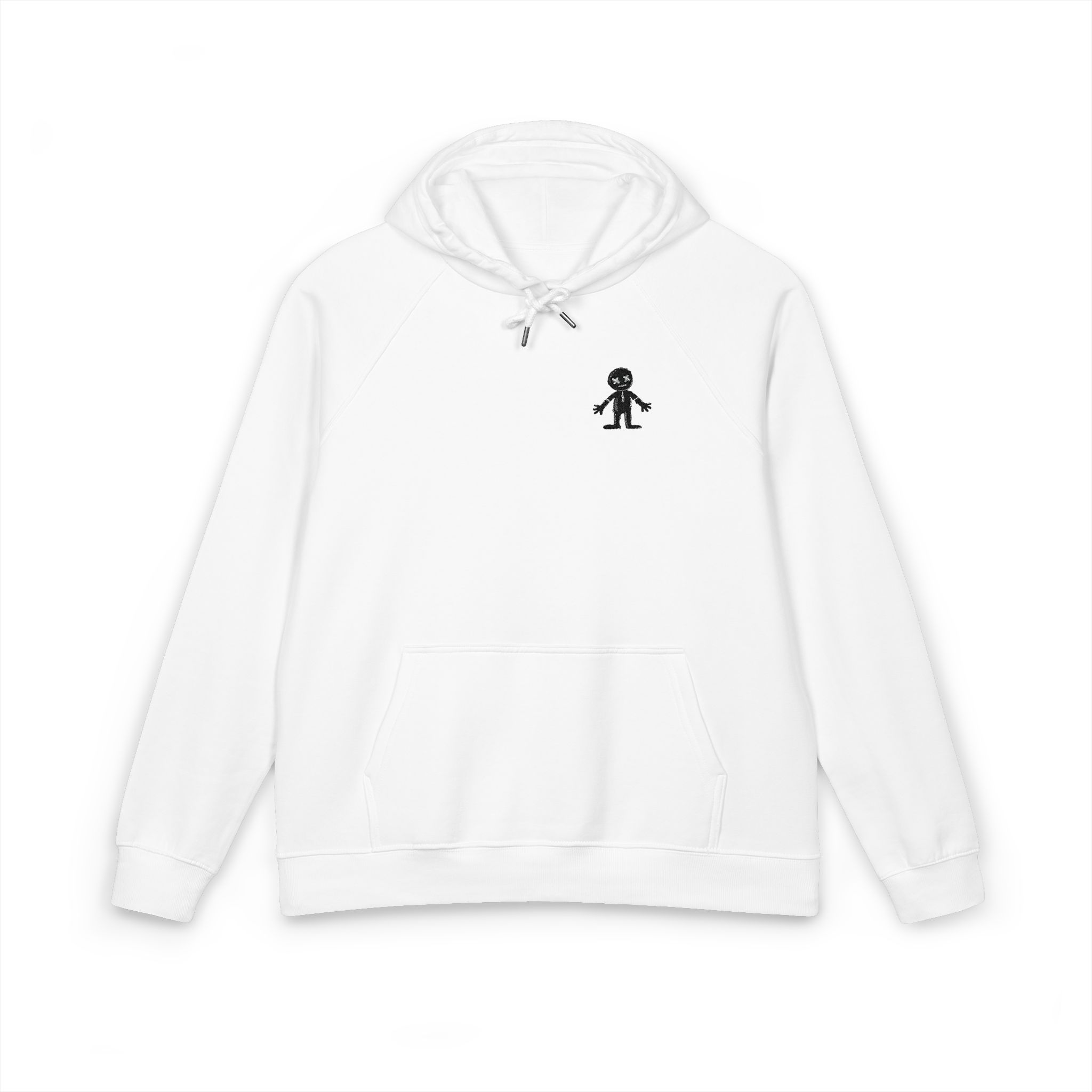 Silhouette Voodoo Doll Black Color Only 3 Unisex Eco Raglan Hoodie Embroidery