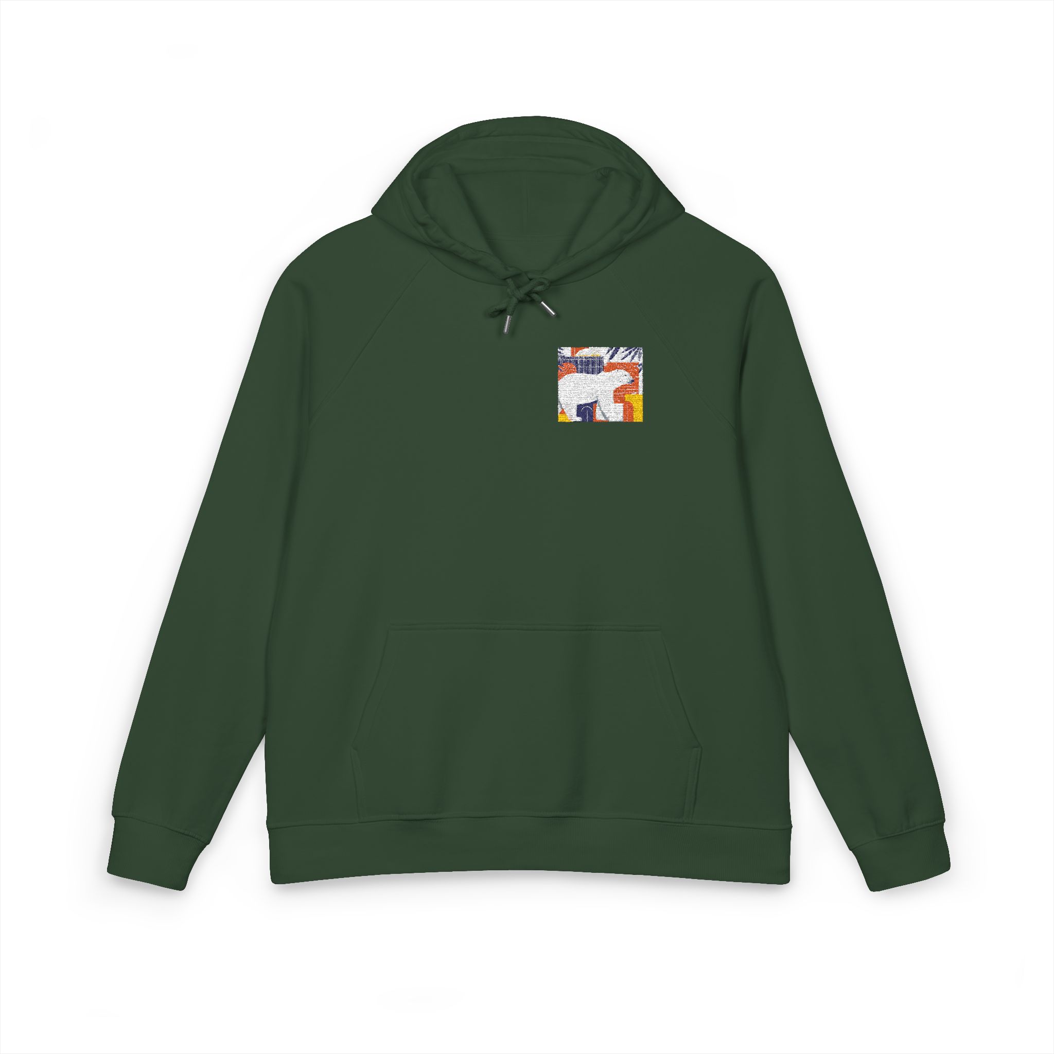 Polar Bear 5 Unisex Eco Raglan Hoodie Embroidery - Image 13