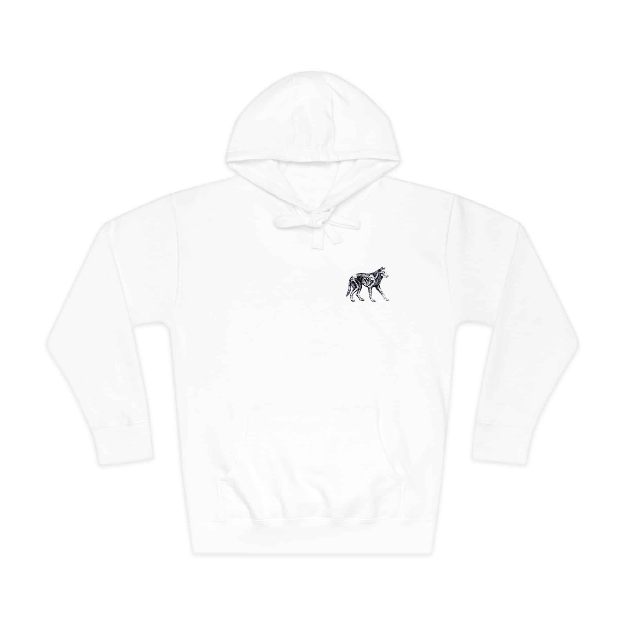 Vector Wolf Skeleton Illustration Vintage Engraving Style Unisex Fleece Hoodie
