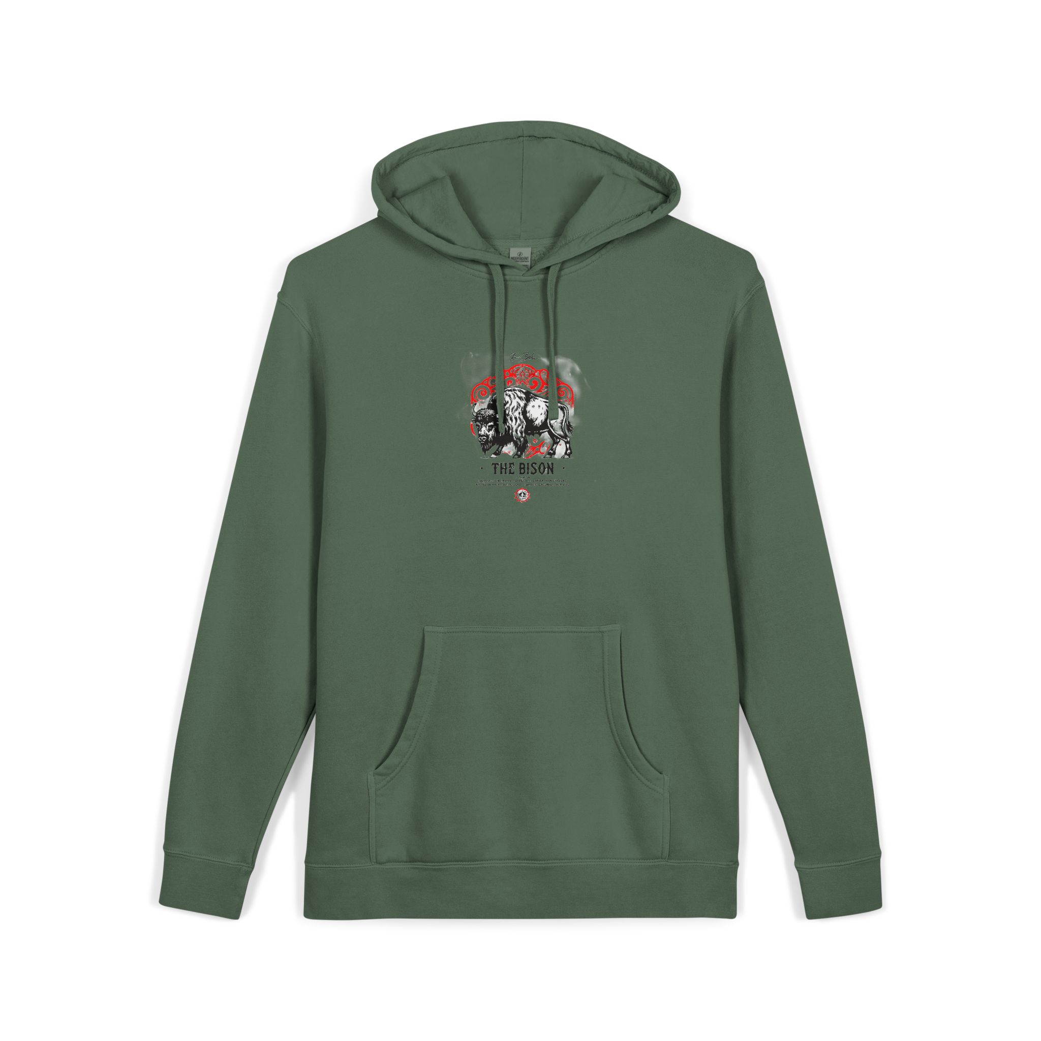 The Bison Unisex Pigment Dyed Hoodie Embroidery - Image 15