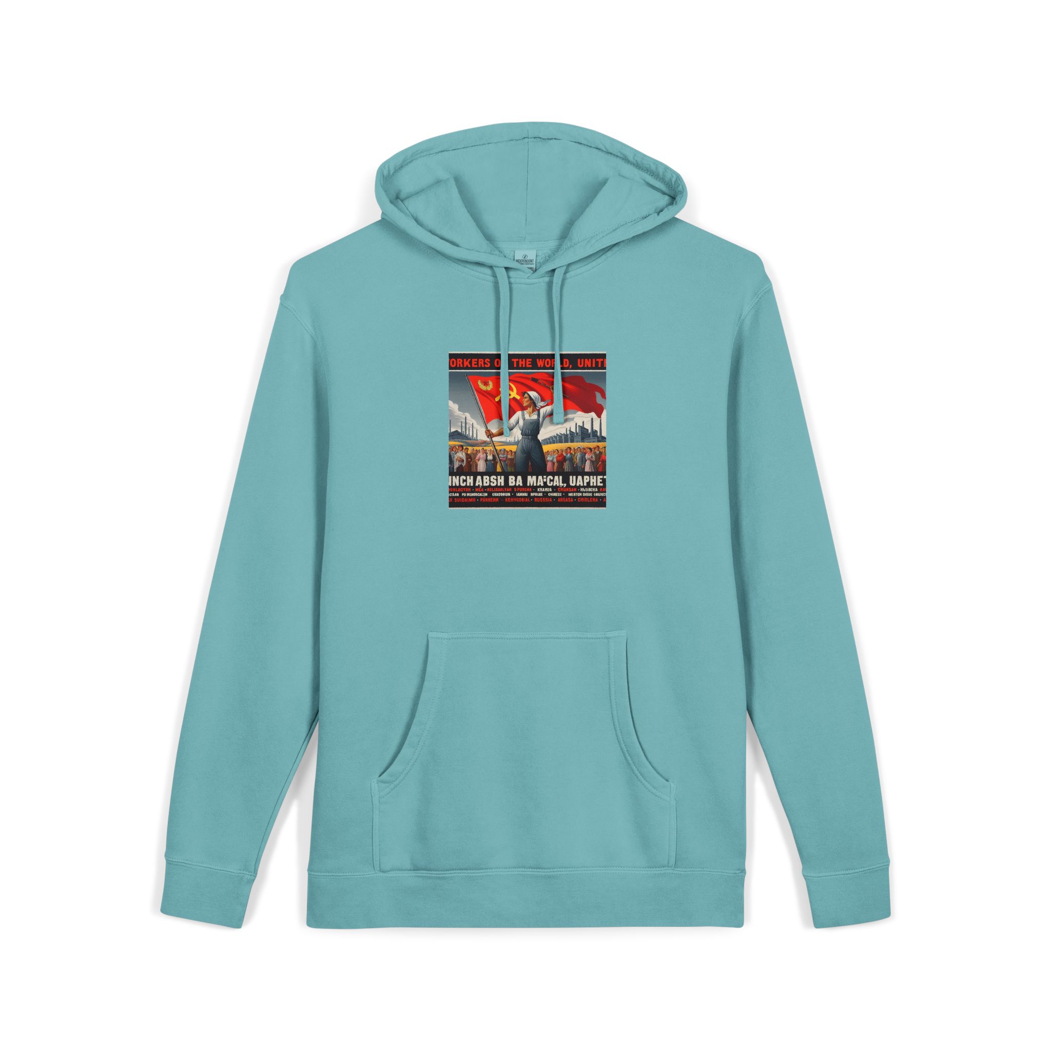 Workers of the World Unisex Pigment Dyed Hoodie Embroidery - Image 11