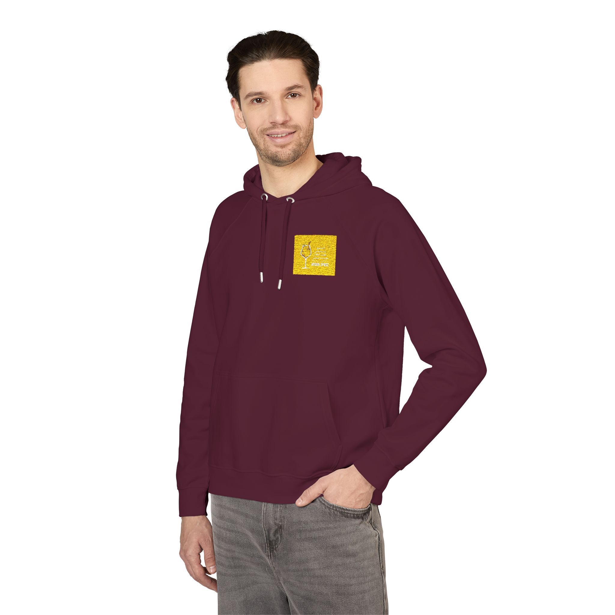 Vector Flat Illustration Modern Aperol Spritz Recipe Unisex Eco Raglan Hoodie Embroidery - Image 24