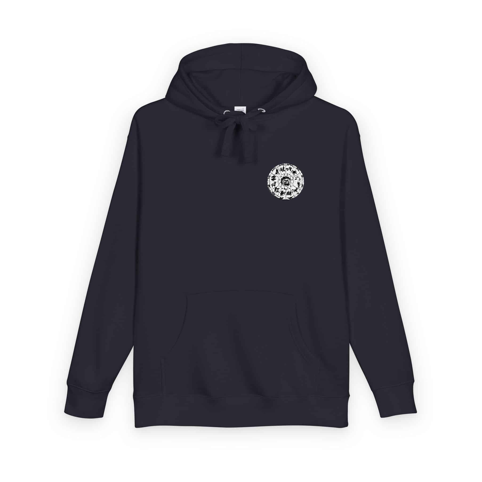 Zodiac Circle Horoscope Drawing Engraving Style Zodiac Wheel With Astrological Sy Unisex Fleece Hoodie - Image 22