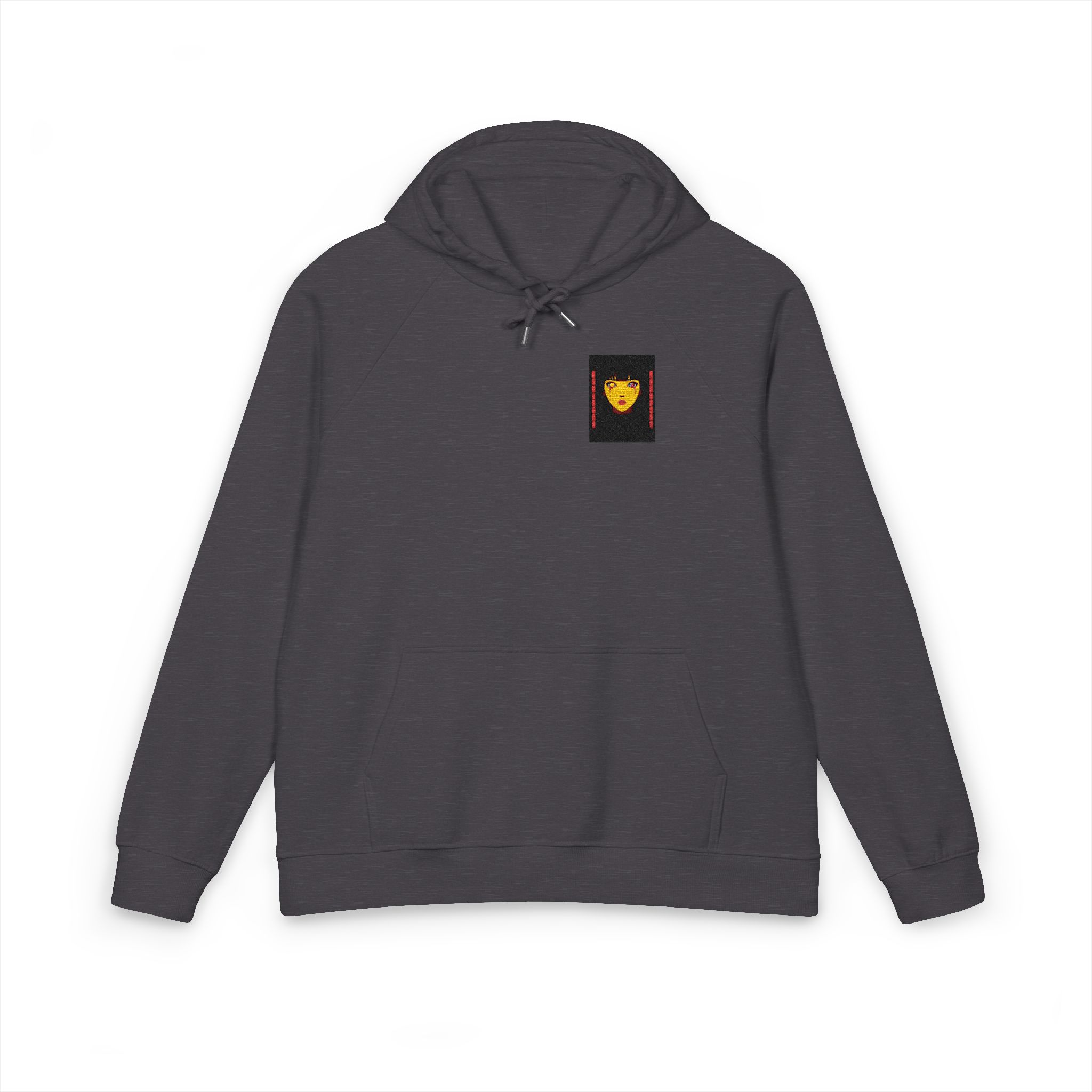 Haunting Animestyle Portrait With Glowing Eyes Bloody Tears Unisex Eco Raglan Hoodie Embroidery - Image 9
