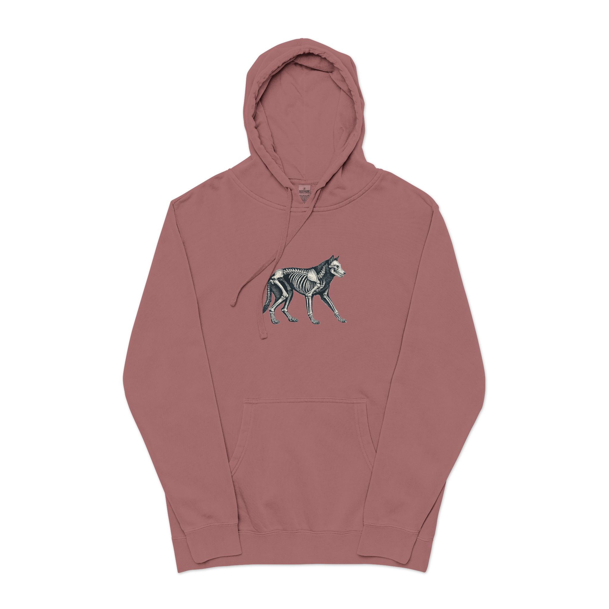 Vector Wolf Skeleton Illustration Vintage Engraving Style Unisex Pigment Dyed Hoodie Embroidery - Image 29