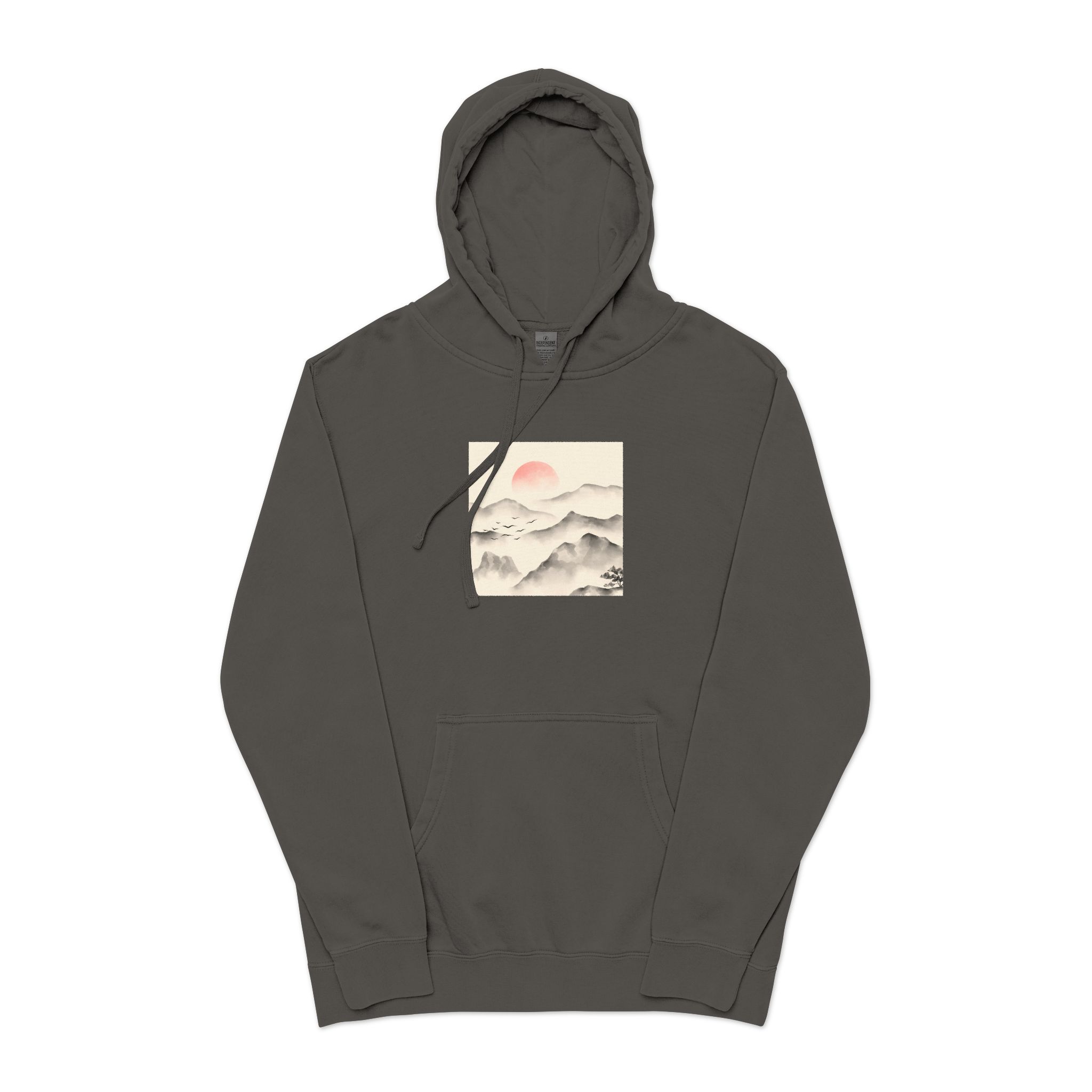 Watercolor Chinese Style Unisex Pigment Dyed Hoodie Embroidery - Image 25