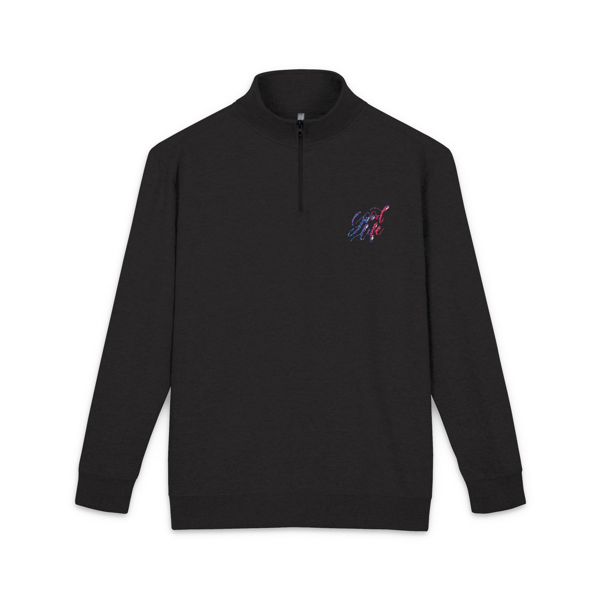 Good Life Watercolor Lettering Unisex Fleece Pullover Embroidery