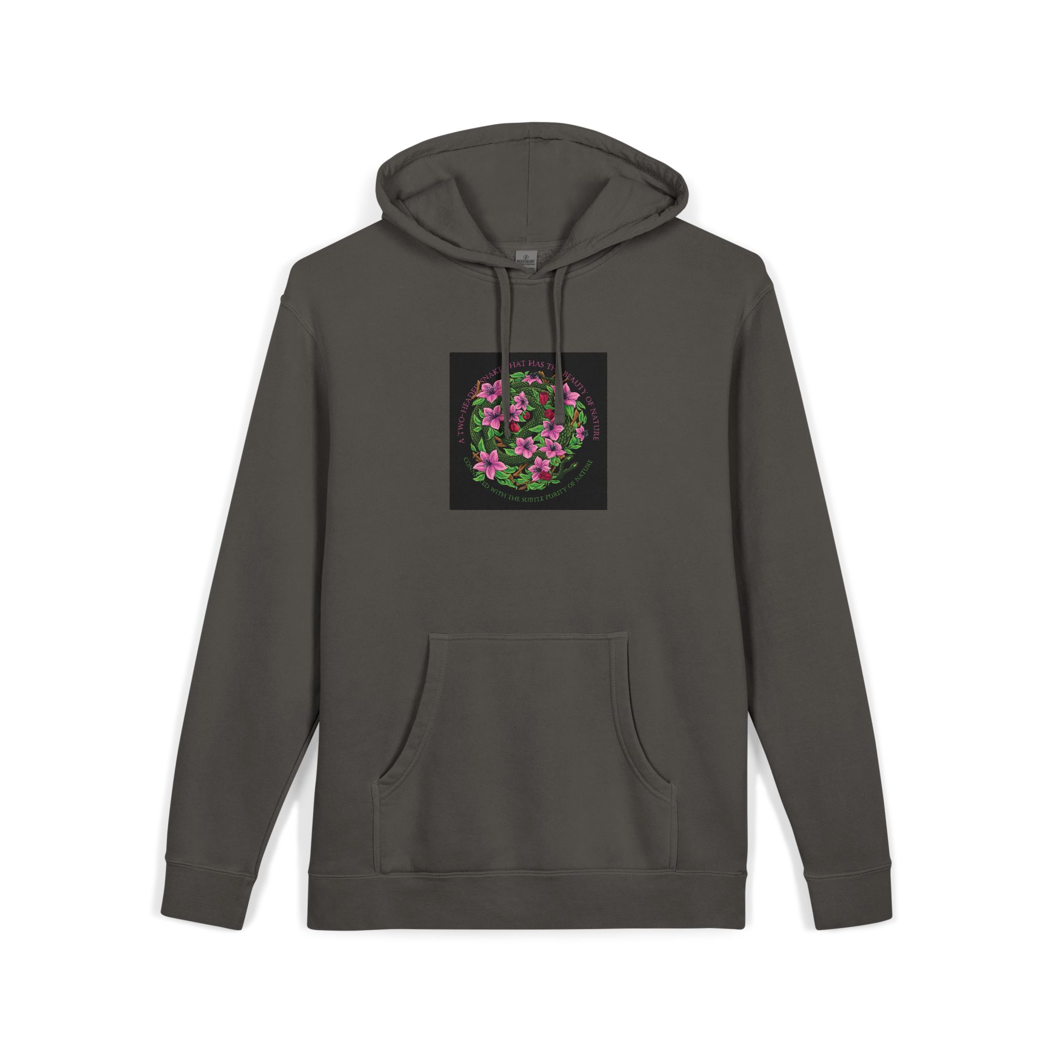 Two Headed Snake With Text Illustration Unisex Pigment Dyed Hoodie Embroidery - Image 27