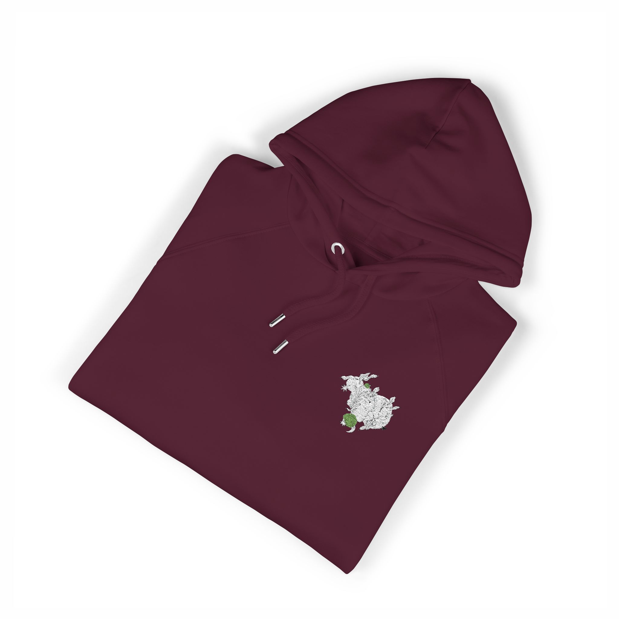 Face Side View Decorated With Leaves and Daisy Flowers Moon and Stars Organic Shapes Unisex Eco Raglan Hoodie Embroidery - Image 23