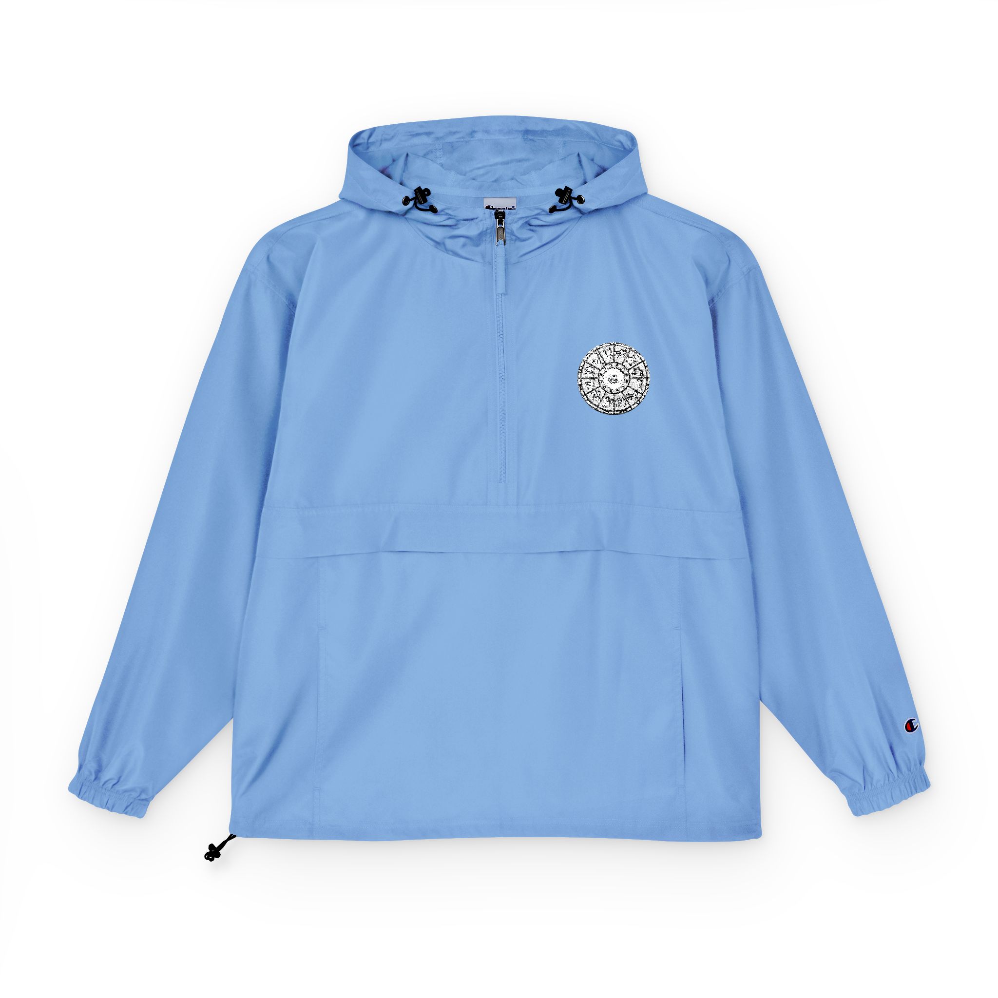 Zodiac Circle Horoscope Drawing Engraving Style Zodiac Wheel With Astrological Sy Champion Unisex Packable Anorak Jacket - Image 5