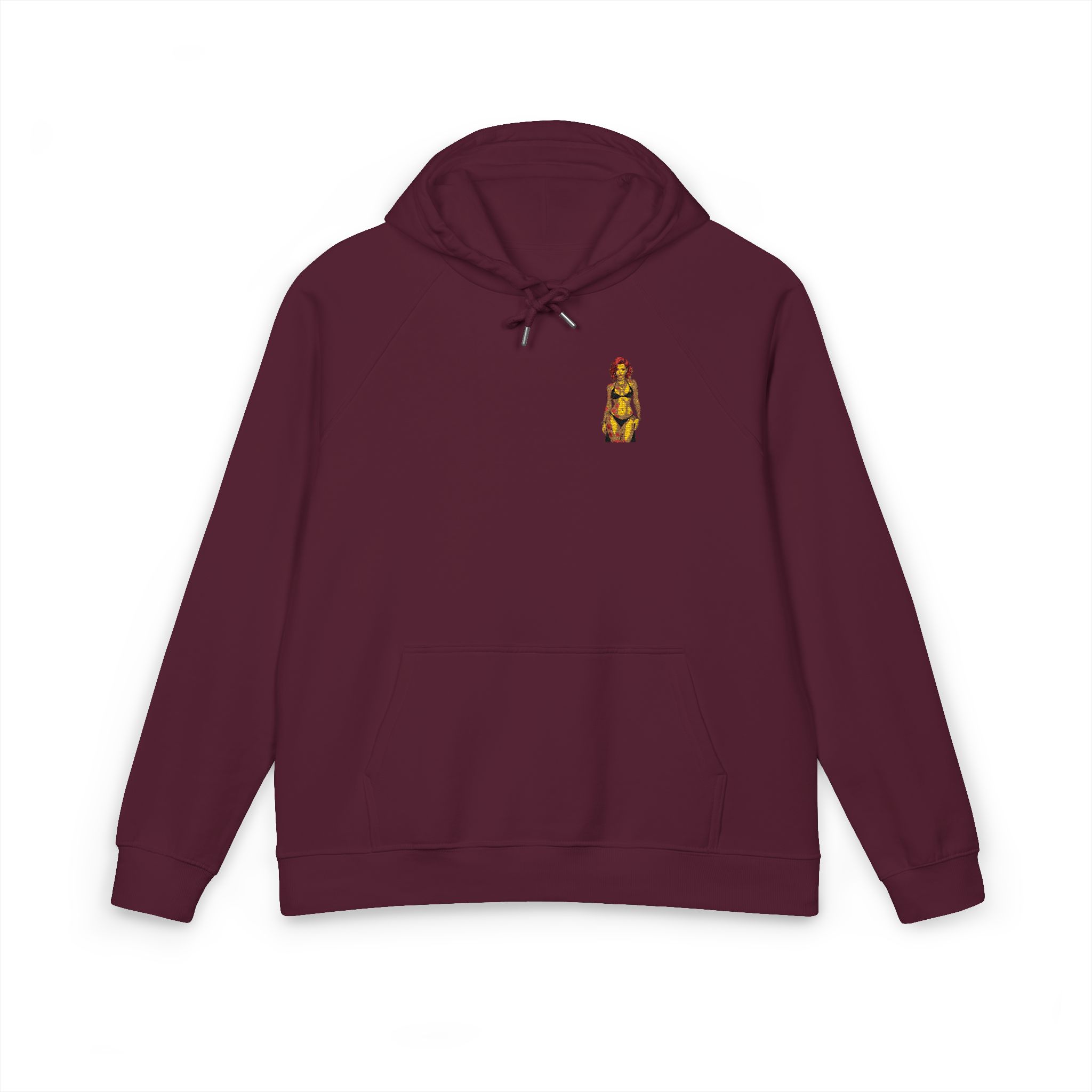 Tattooed Sexy Woman 30 Unisex Eco Raglan Hoodie Embroidery - Image 21