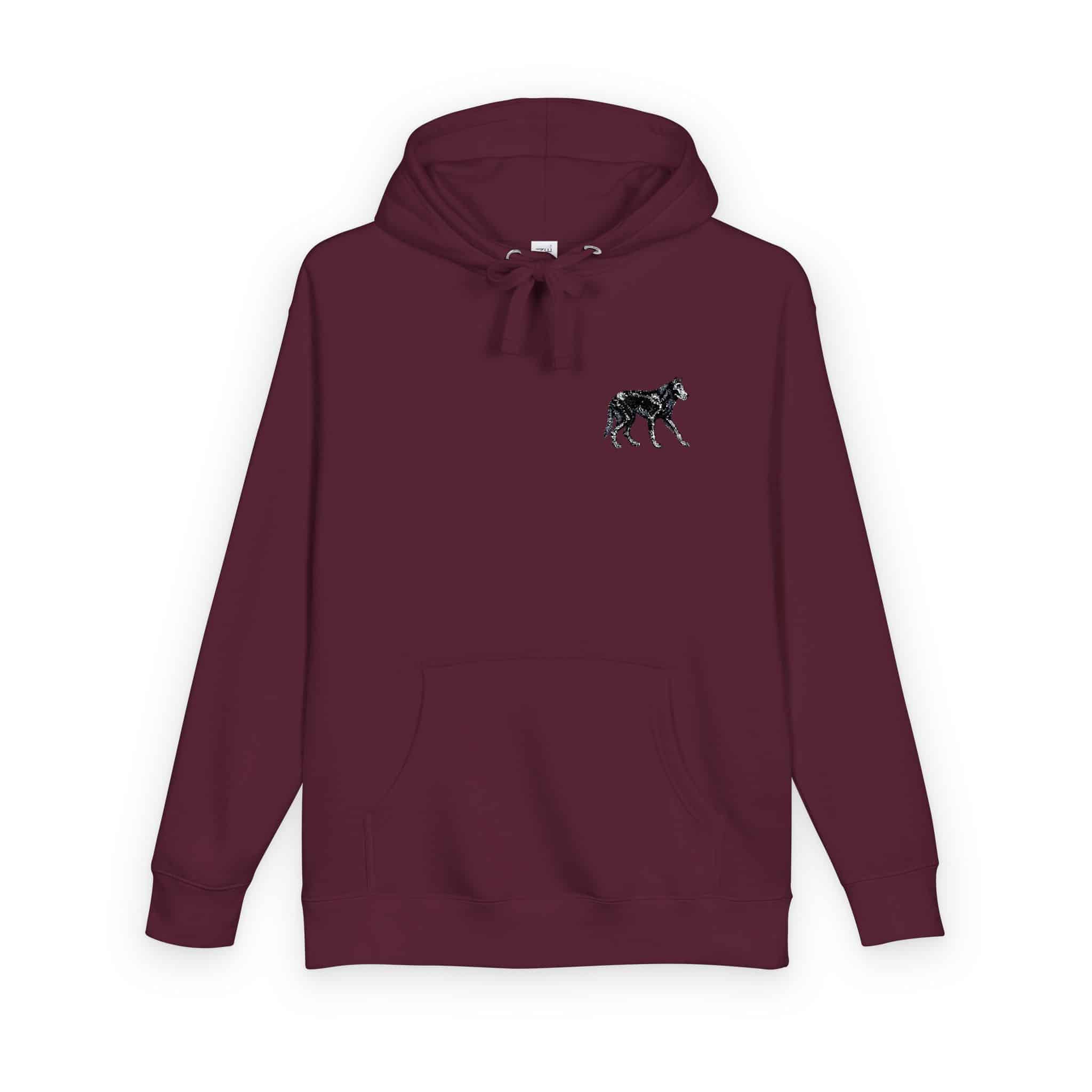 Vector Wolf Skeleton Illustration Vintage Engraving Style Unisex Fleece Hoodie - Image 30