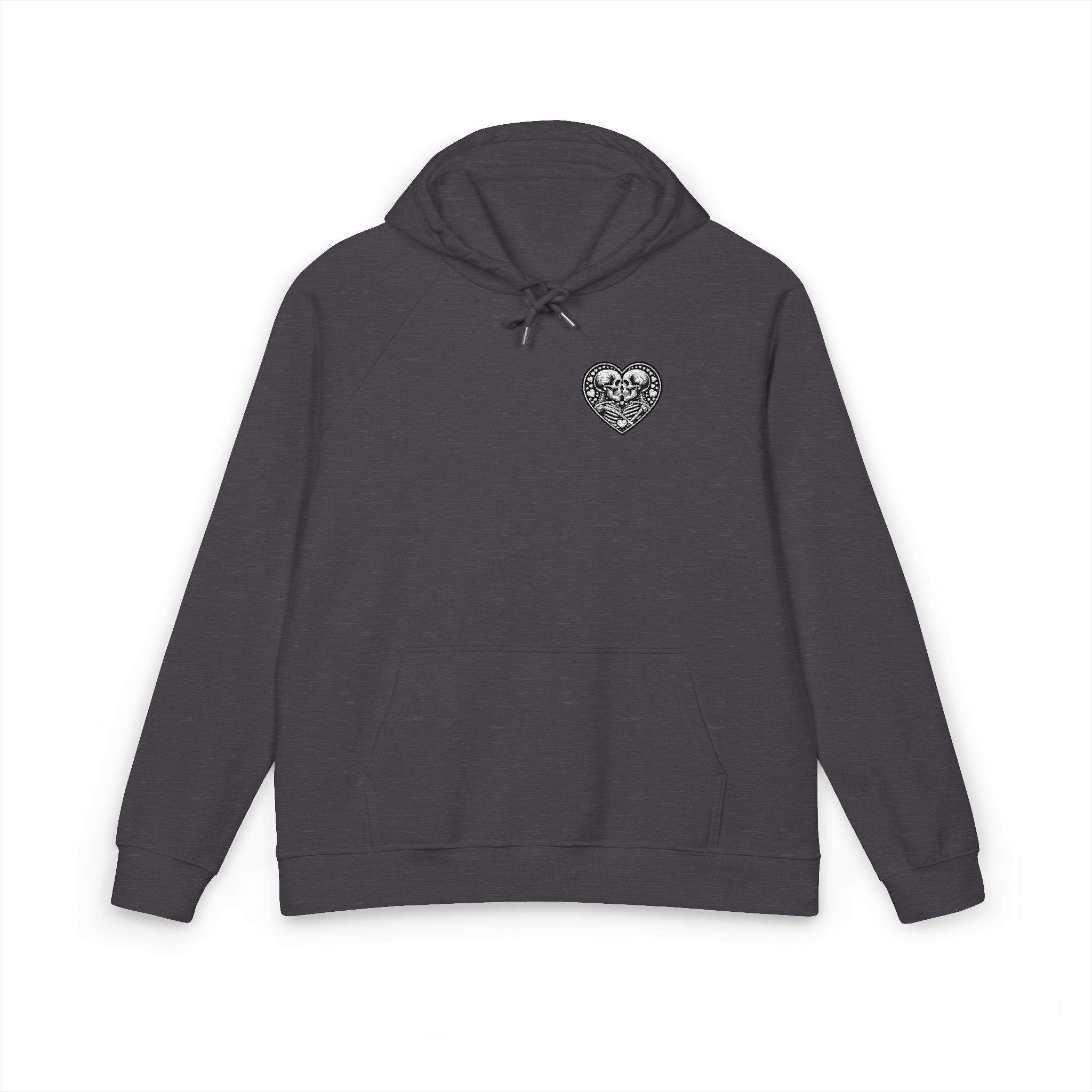 Happy Valentines Day Vector Silhouette Valentines Holiday Vibes Unisex Eco Raglan Hoodie Embroidery - Image 9