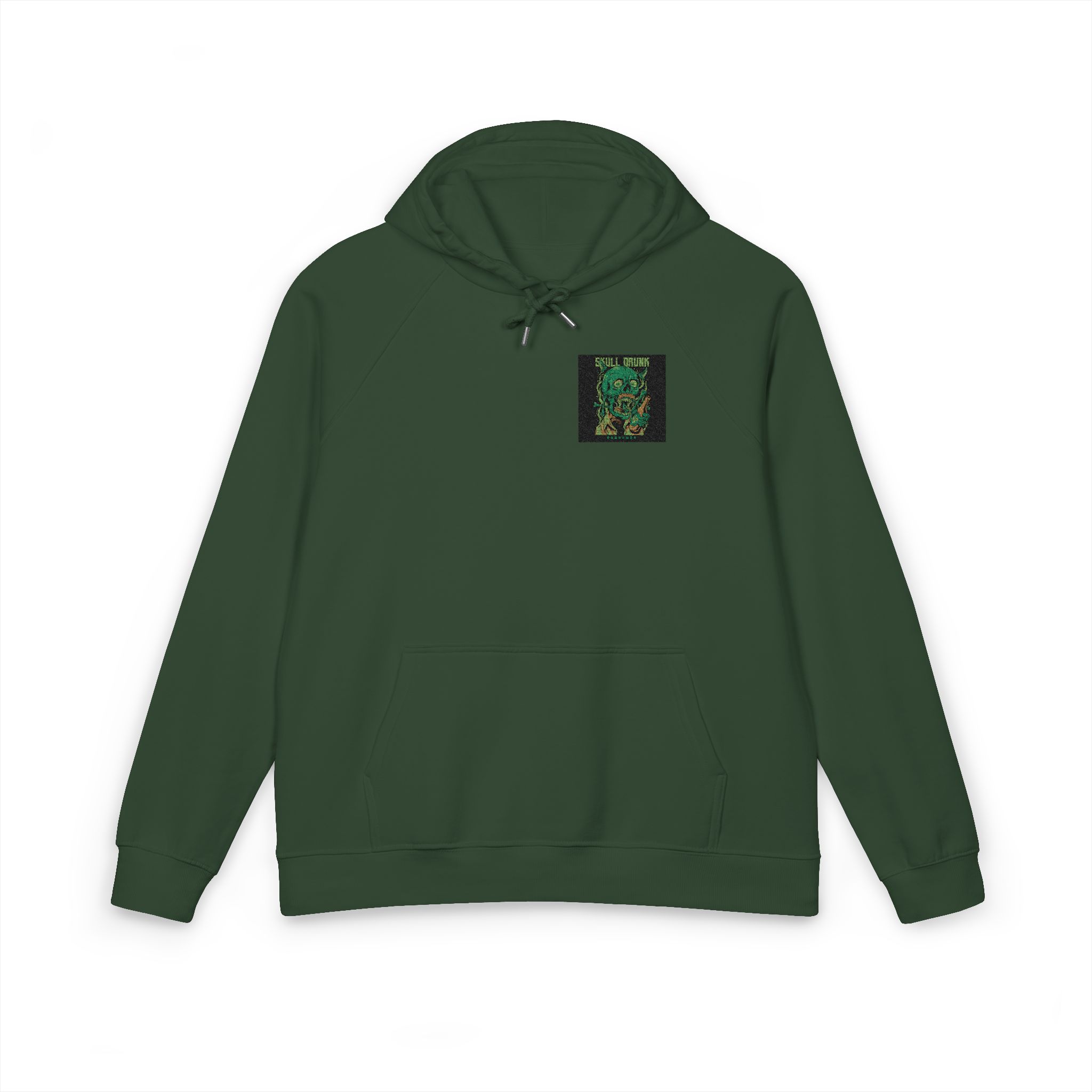 Skull Drunk Unisex Eco Raglan Hoodie Embroidery - Image 13