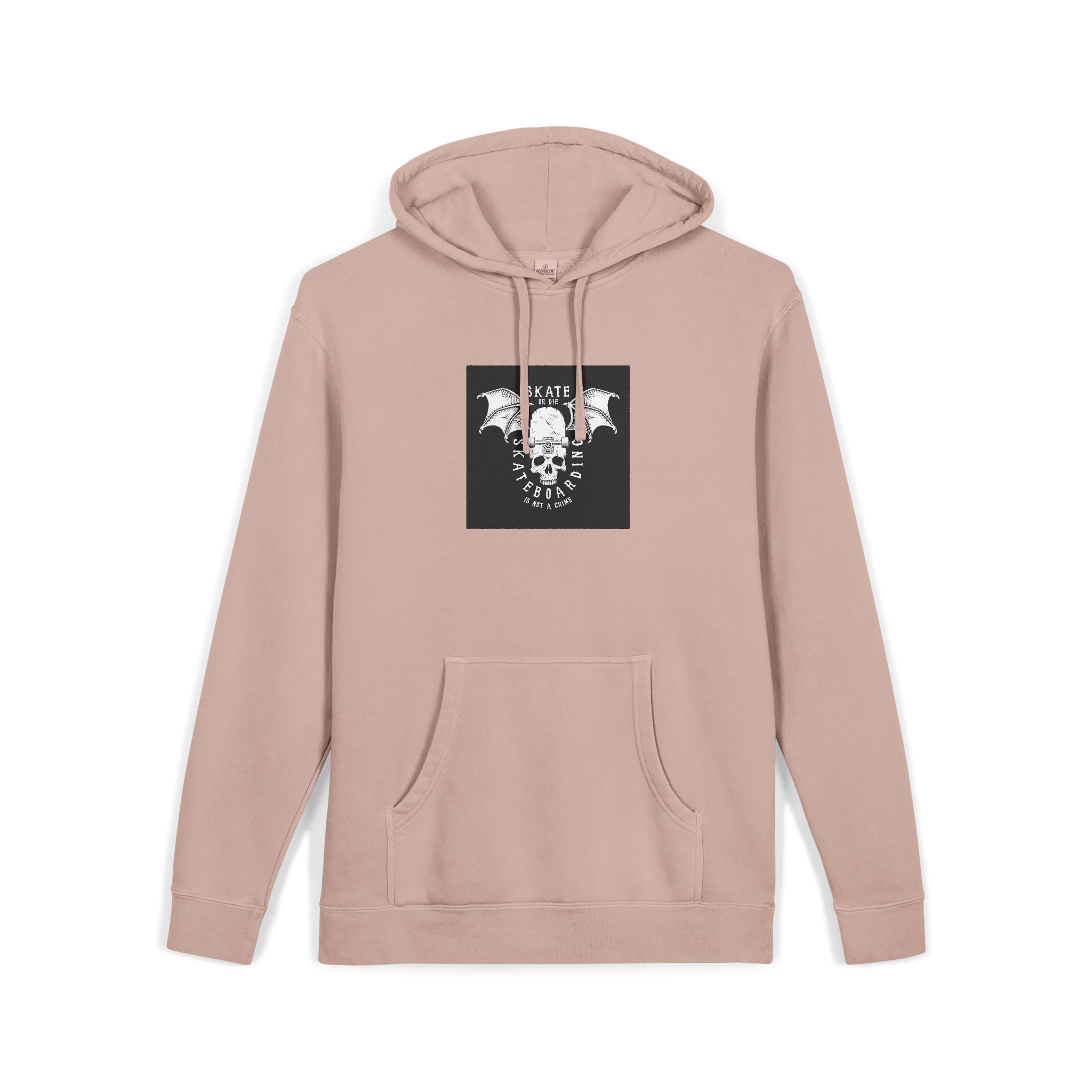 Vintage White Skateboarding Logo Unisex Pigment Dyed Hoodie Embroidery - Image 3