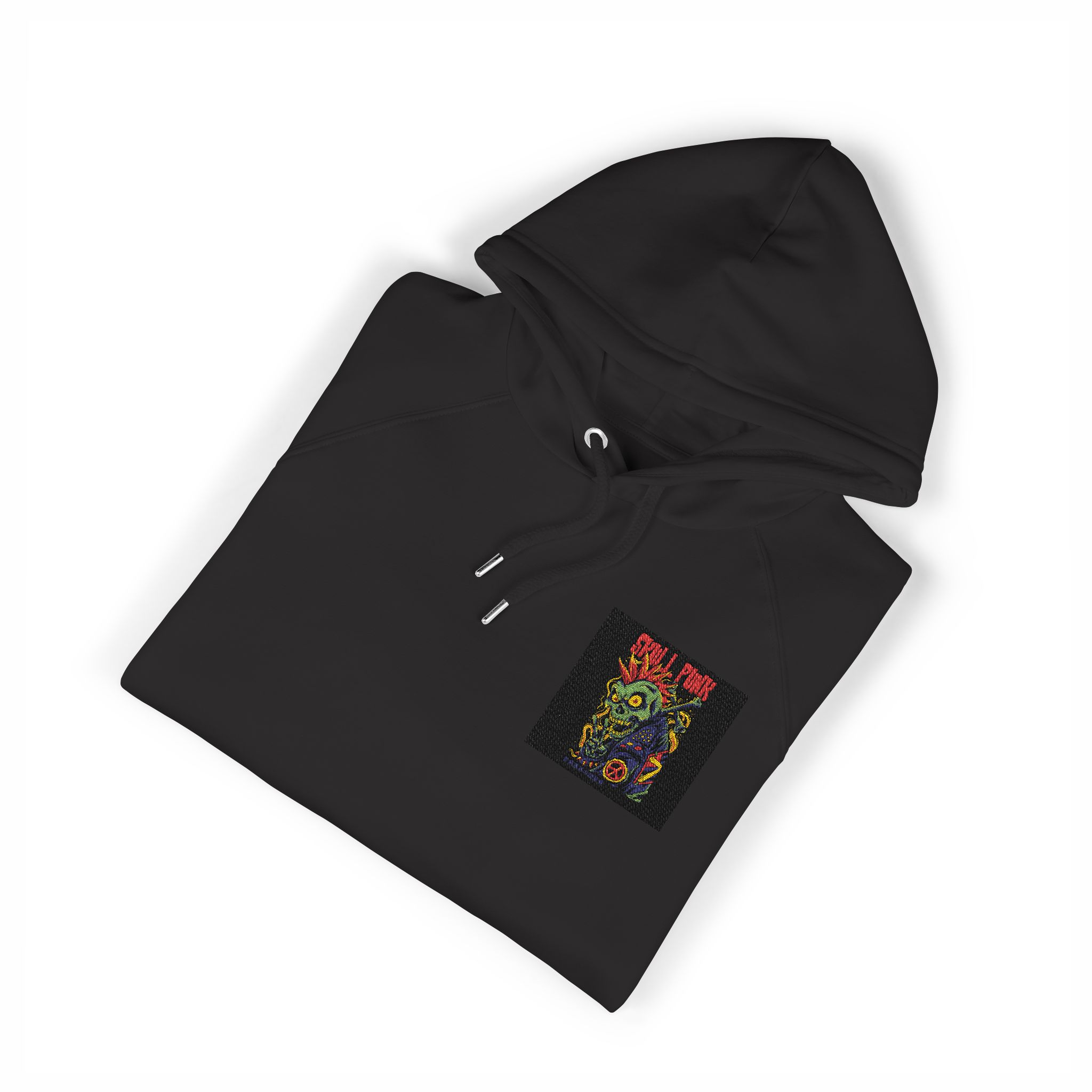 Skull Punk Copia Unisex Eco Raglan Hoodie Embroidery - Image 19