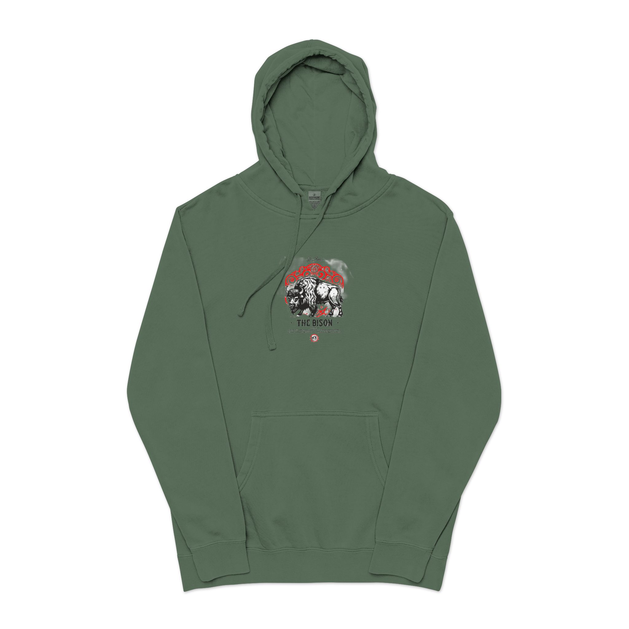 The Bison Unisex Pigment Dyed Hoodie Embroidery - Image 13