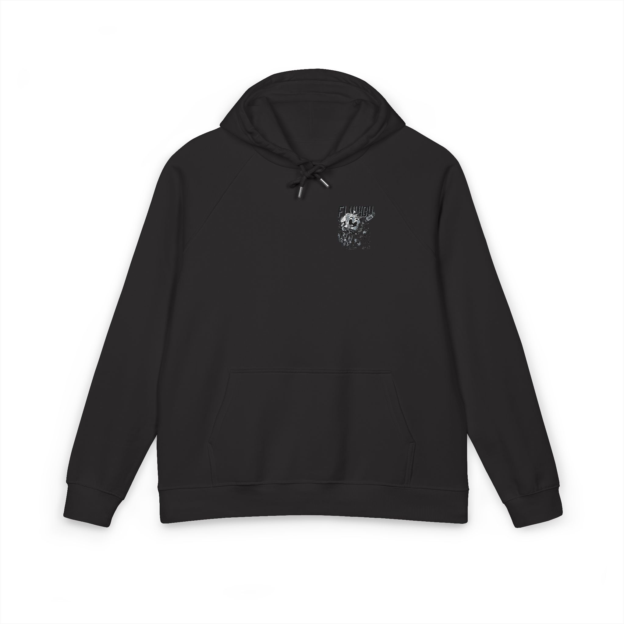Fly High Black White Illustration Unisex Eco Raglan Hoodie Embroidery - Image 17