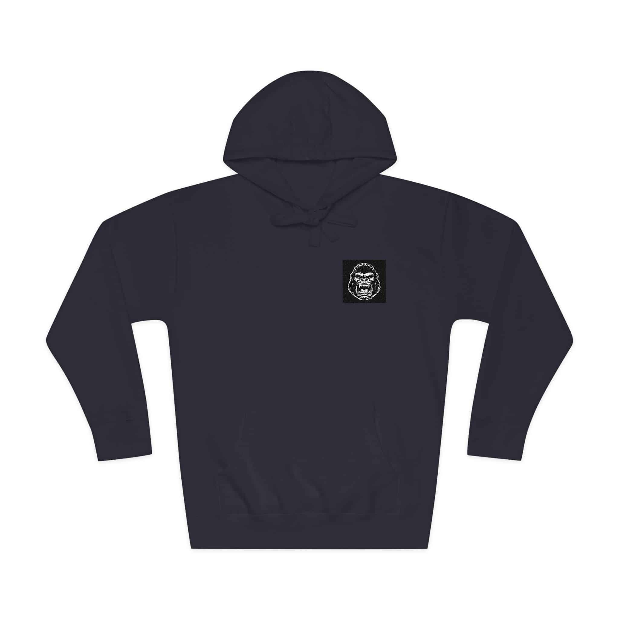 Dark Art Angry Beast Kingkong Head With Sharp Fang Black White Unisex Fleece Hoodie - Image 21