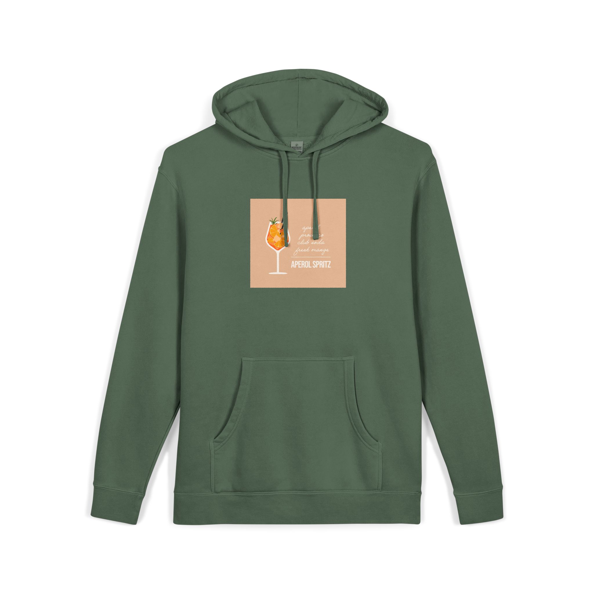 Vector Flat Illustration Modern Aperol Spritz Recipe Unisex Pigment Dyed Hoodie Embroidery - Image 15