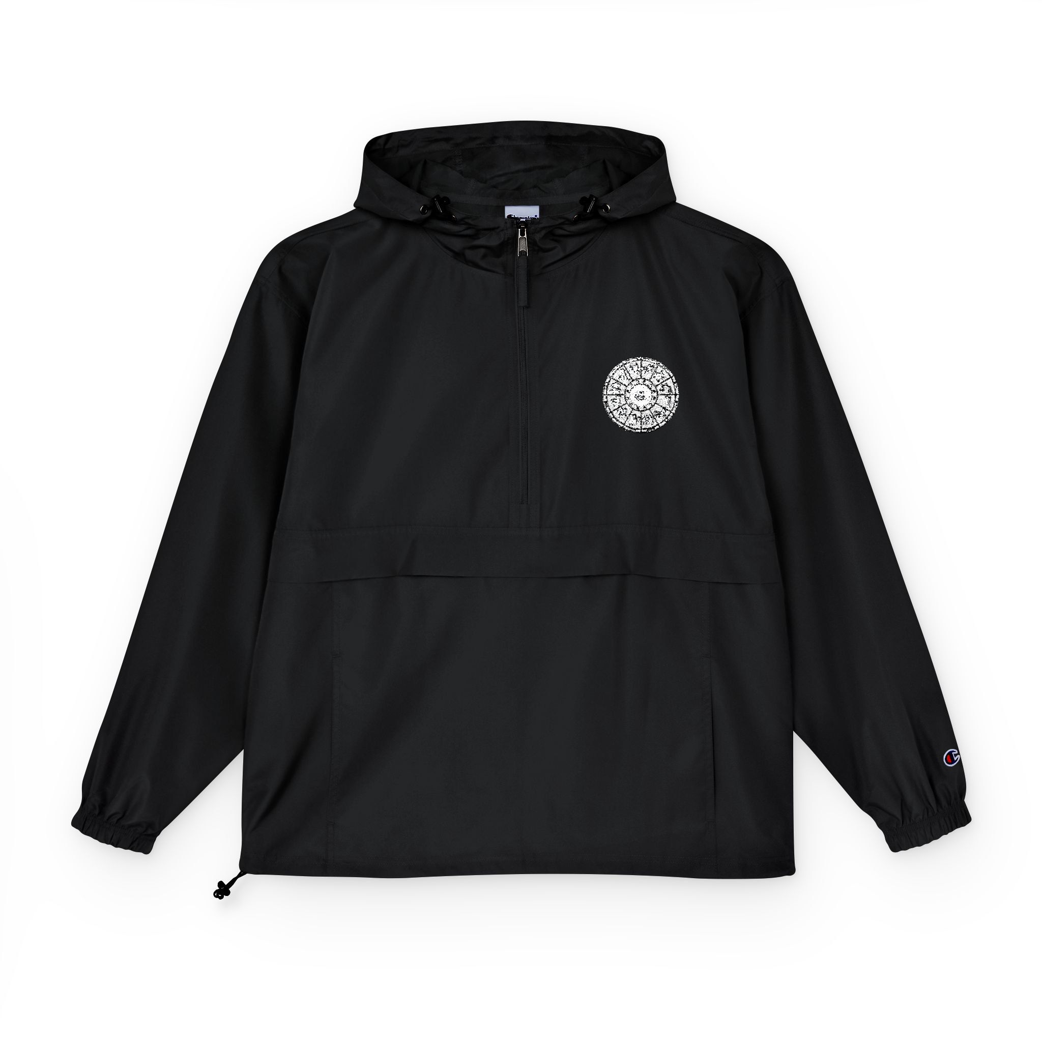 Zodiac Circle Horoscope Drawing Engraving Style Zodiac Wheel With Astrological Sy Champion Unisex Packable Anorak Jacket - Image 21