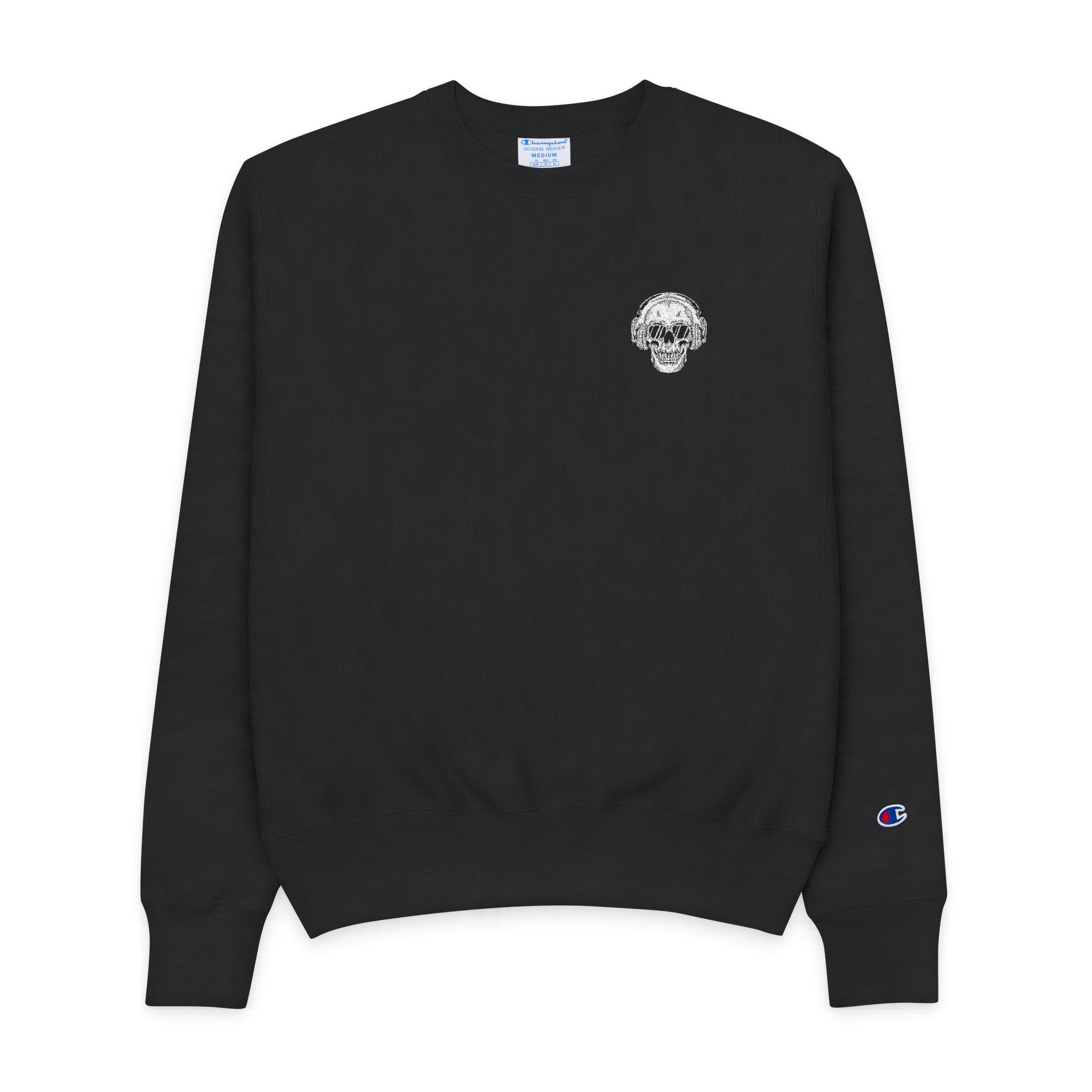 Skull Dj With Black Glass Mens Champion Crewneck Sweatshirt
