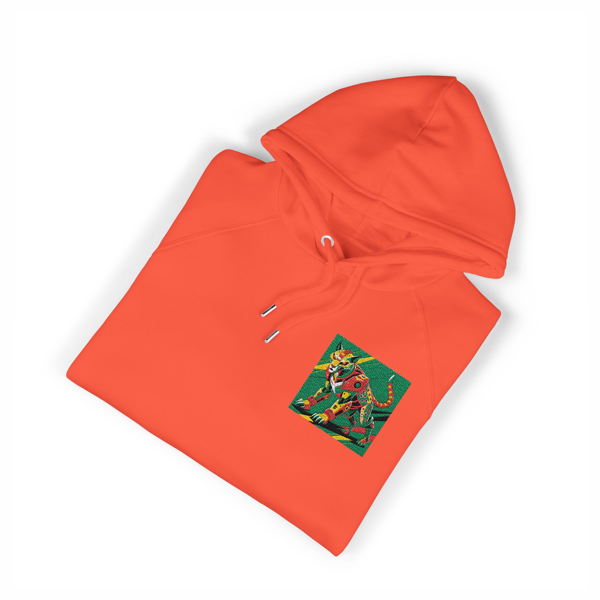 Drawing Cat With Red Tail Unisex Eco Raglan Hoodie Embroidery - Image 7