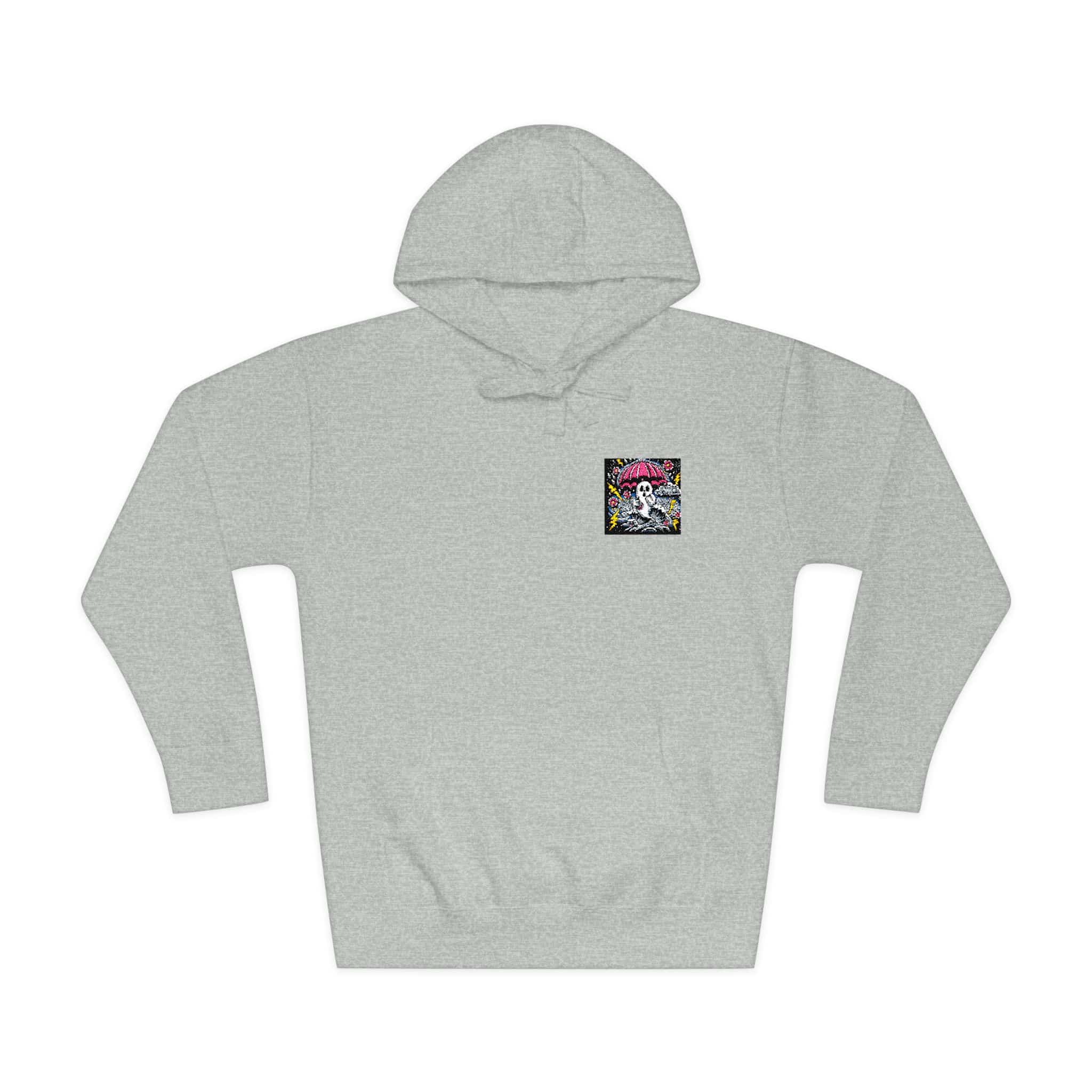 White Ghost With Pink Umbrella Lightning Bolt Unisex Fleece Hoodie - Image 13
