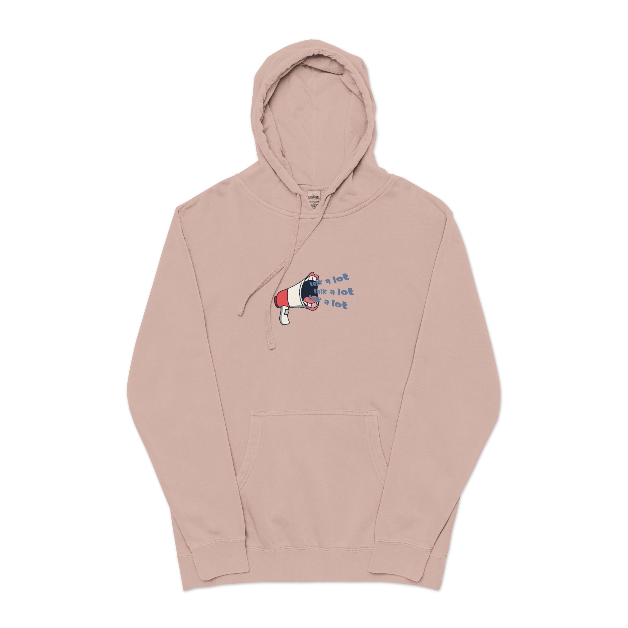 Talk A Lot Unisex Pigment Dyed Hoodie Embroidery