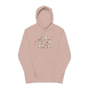Vector Cartoon Rabbit Sits Field Flowers (1) Unisex Pigment Dyed Hoodie Embroidery