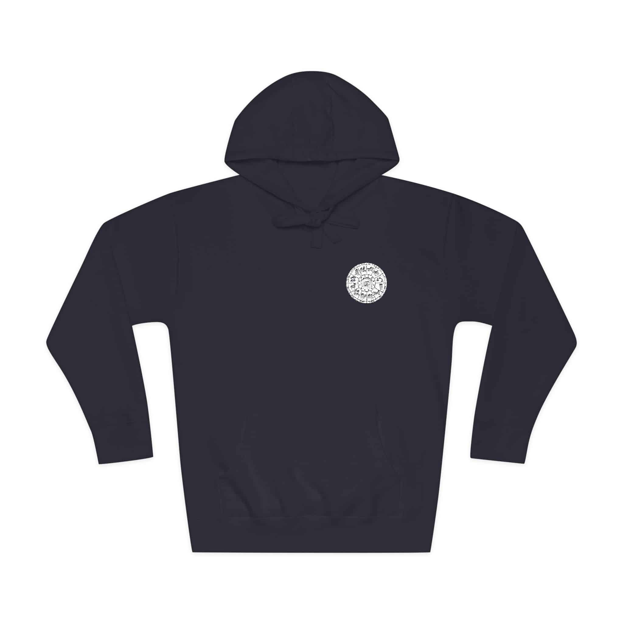 Zodiac Circle Horoscope Drawing Engraving Style Zodiac Wheel With Astrological Sy Unisex Fleece Hoodie - Image 21