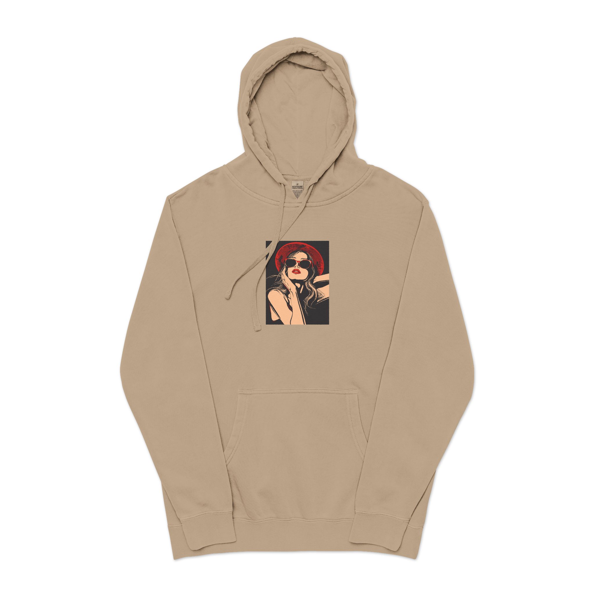 Woman With Sunglasses Unisex Pigment Dyed Hoodie Embroidery - Image 5