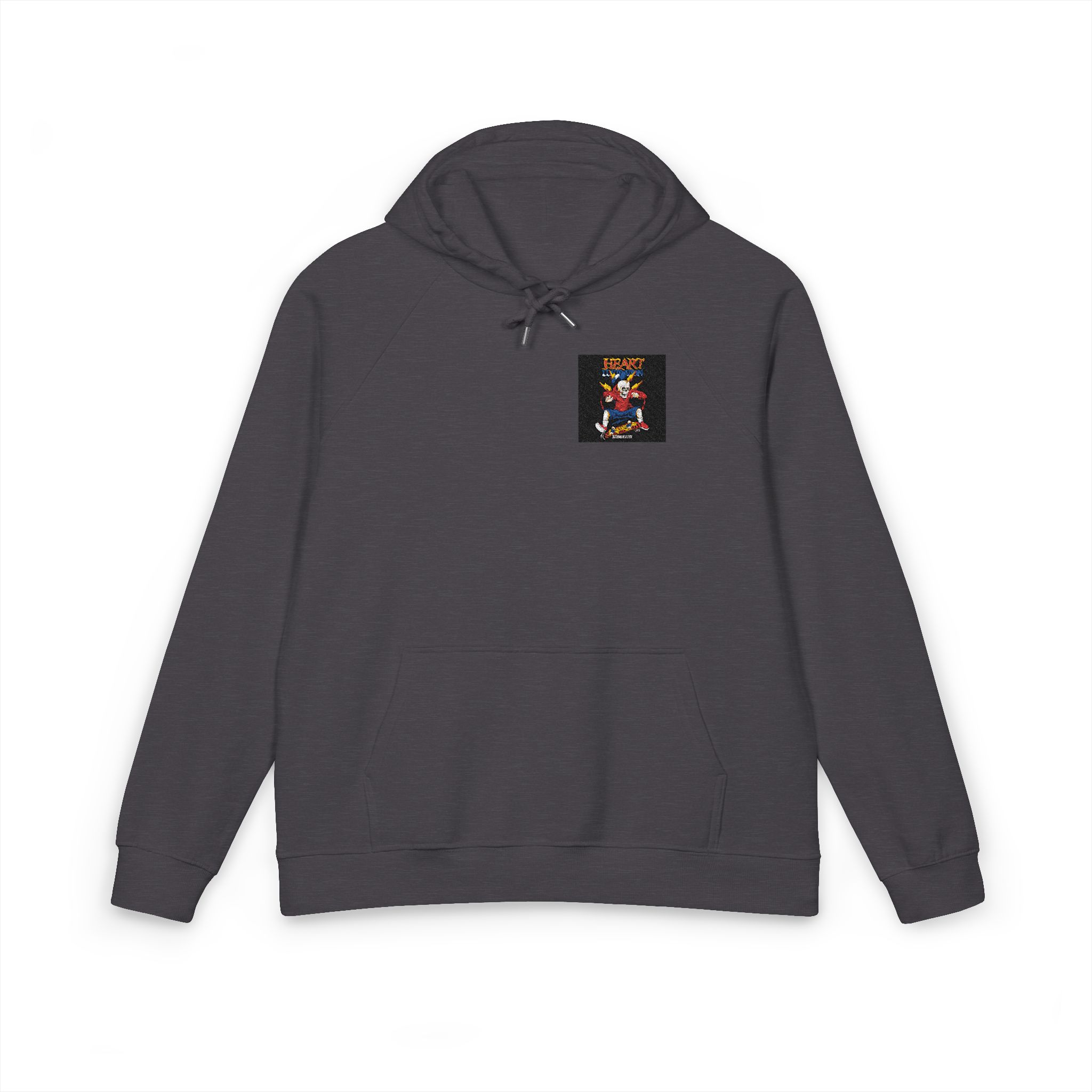 Skateboarding Skull With Text Unisex Eco Raglan Hoodie Embroidery - Image 9