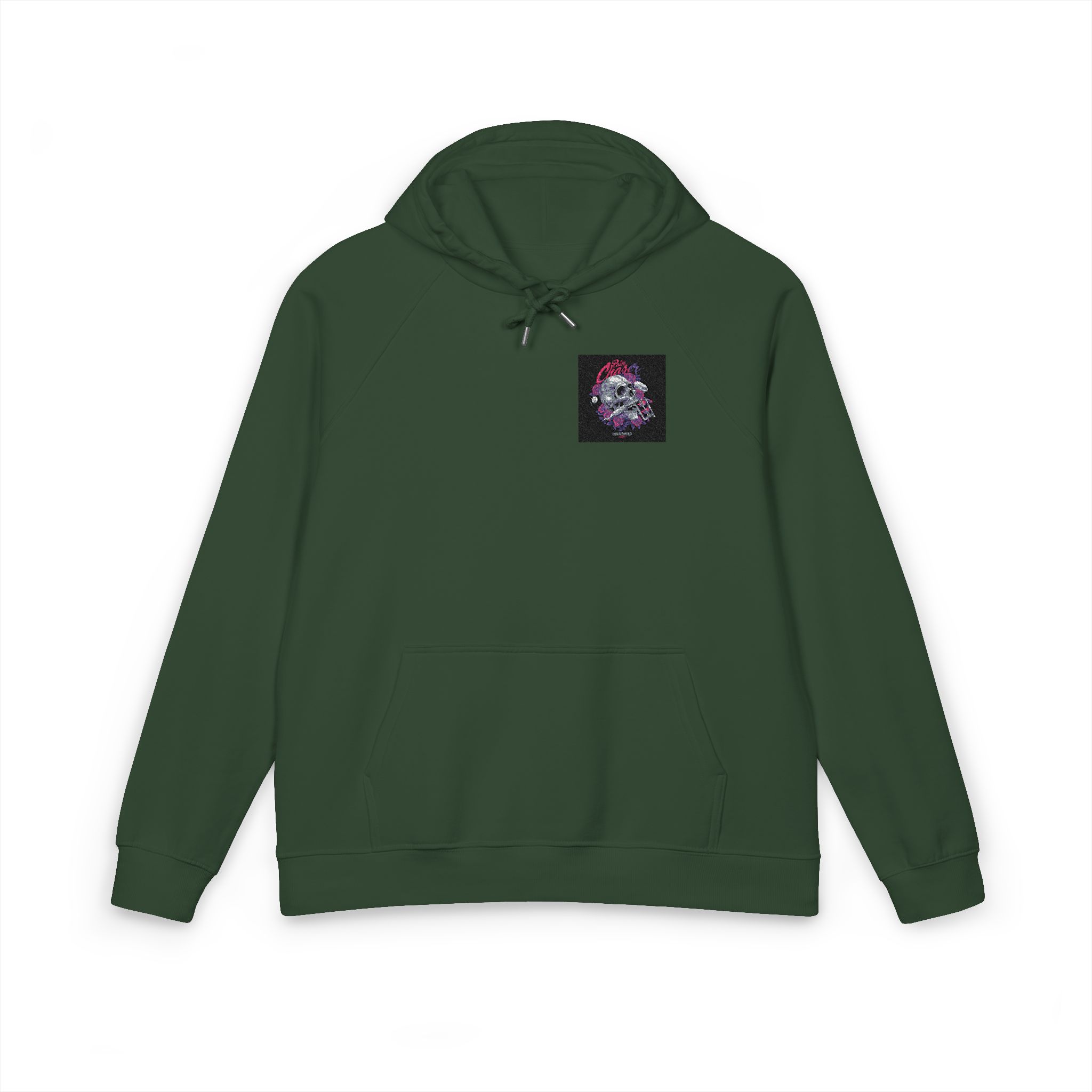 Skull Tattoomachine With Text Illustration Unisex Eco Raglan Hoodie Embroidery - Image 13