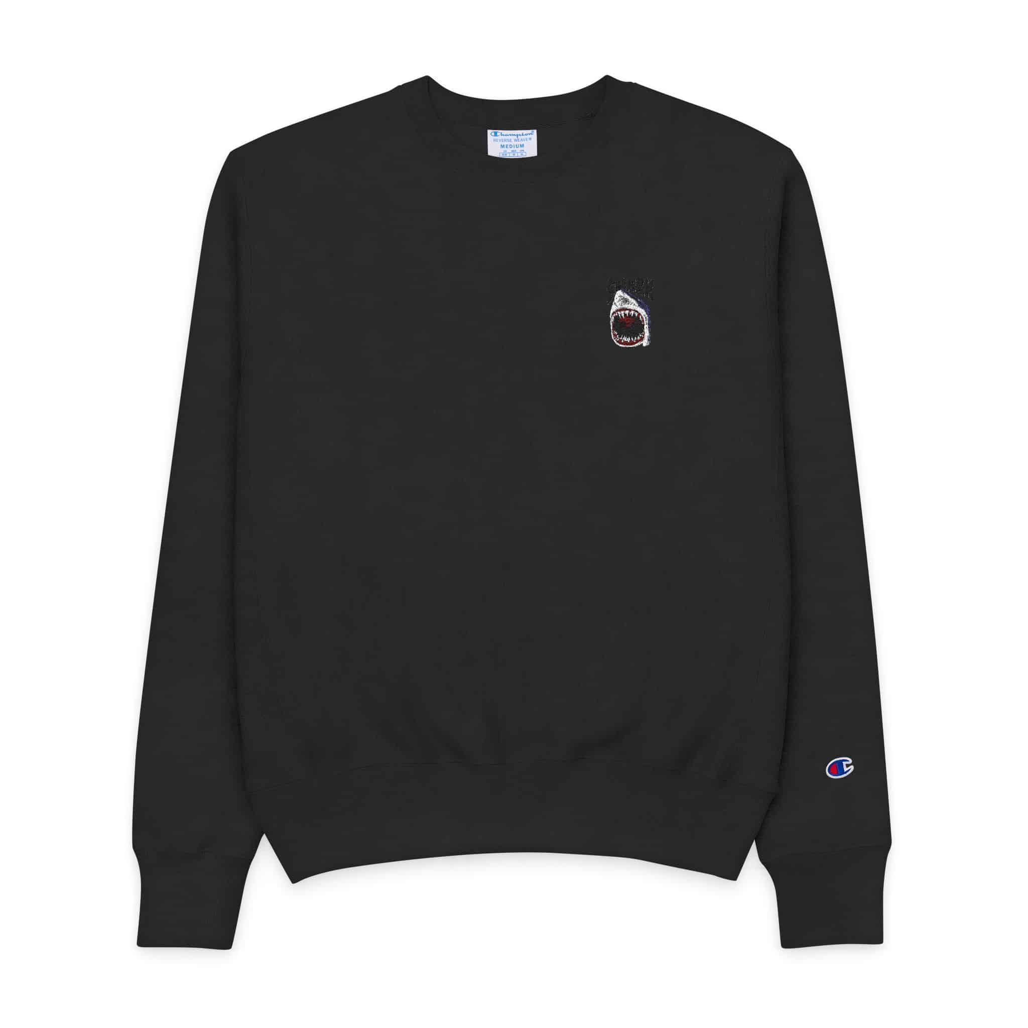 Wild Shark Illustration With Sharp Teeth Mens Champion Crewneck Sweatshirt