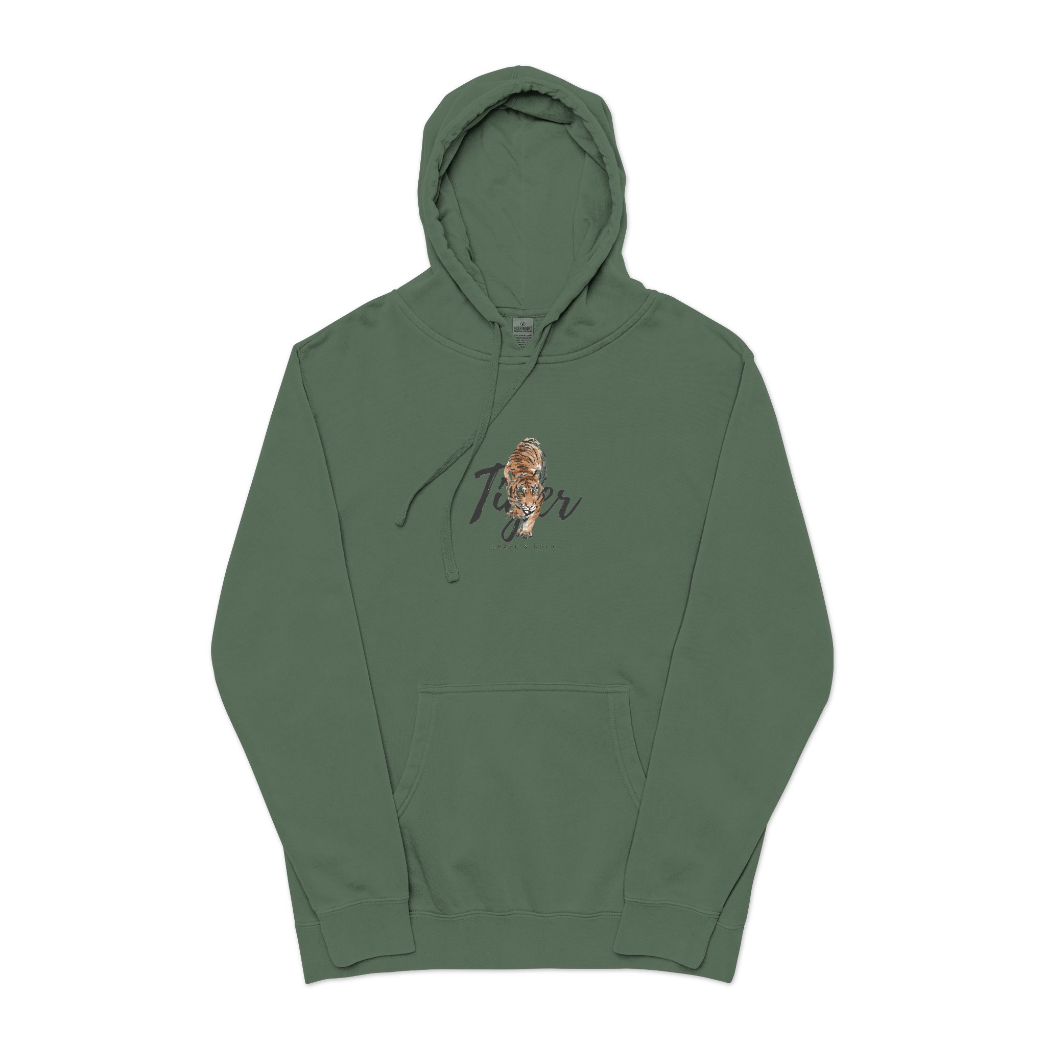 Tiger Brave & Bold Unisex Pigment Dyed Hoodie Embroidery - Image 13