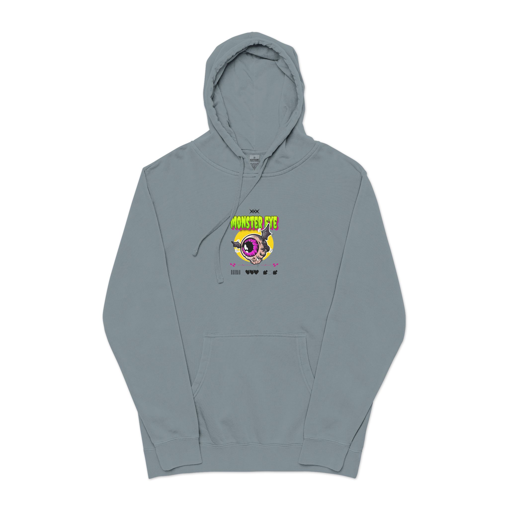 Typography Tshirt Design Monster Eye Unisex Pigment Dyed Hoodie Embroidery - Image 21