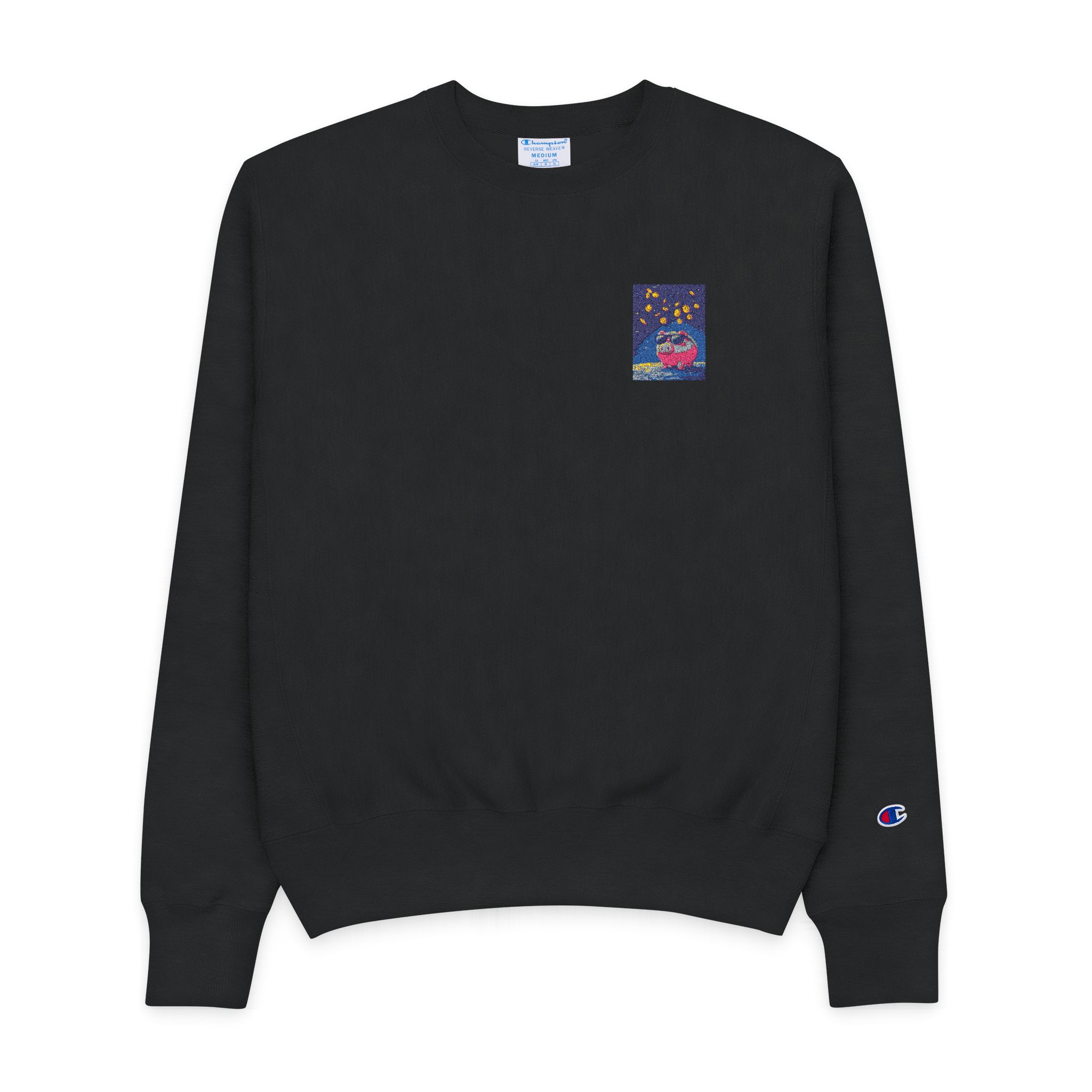 Retro Pixel Piggy Bank Cosmic Coin Shower (1) Mens Champion Crewneck Sweatshirt
