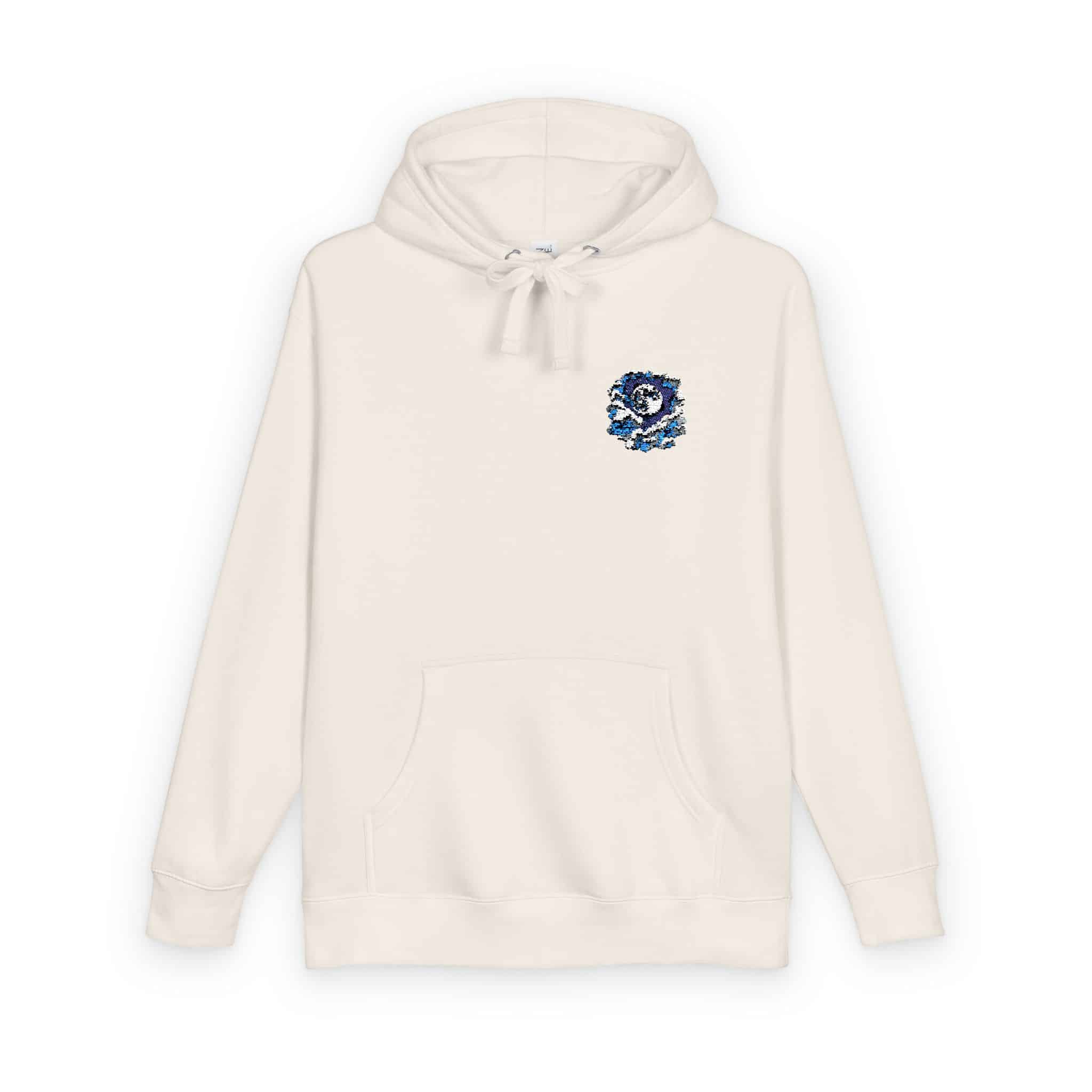 Watercolor Full Moon Clouds Elements Set Unisex Fleece Hoodie - Image 6