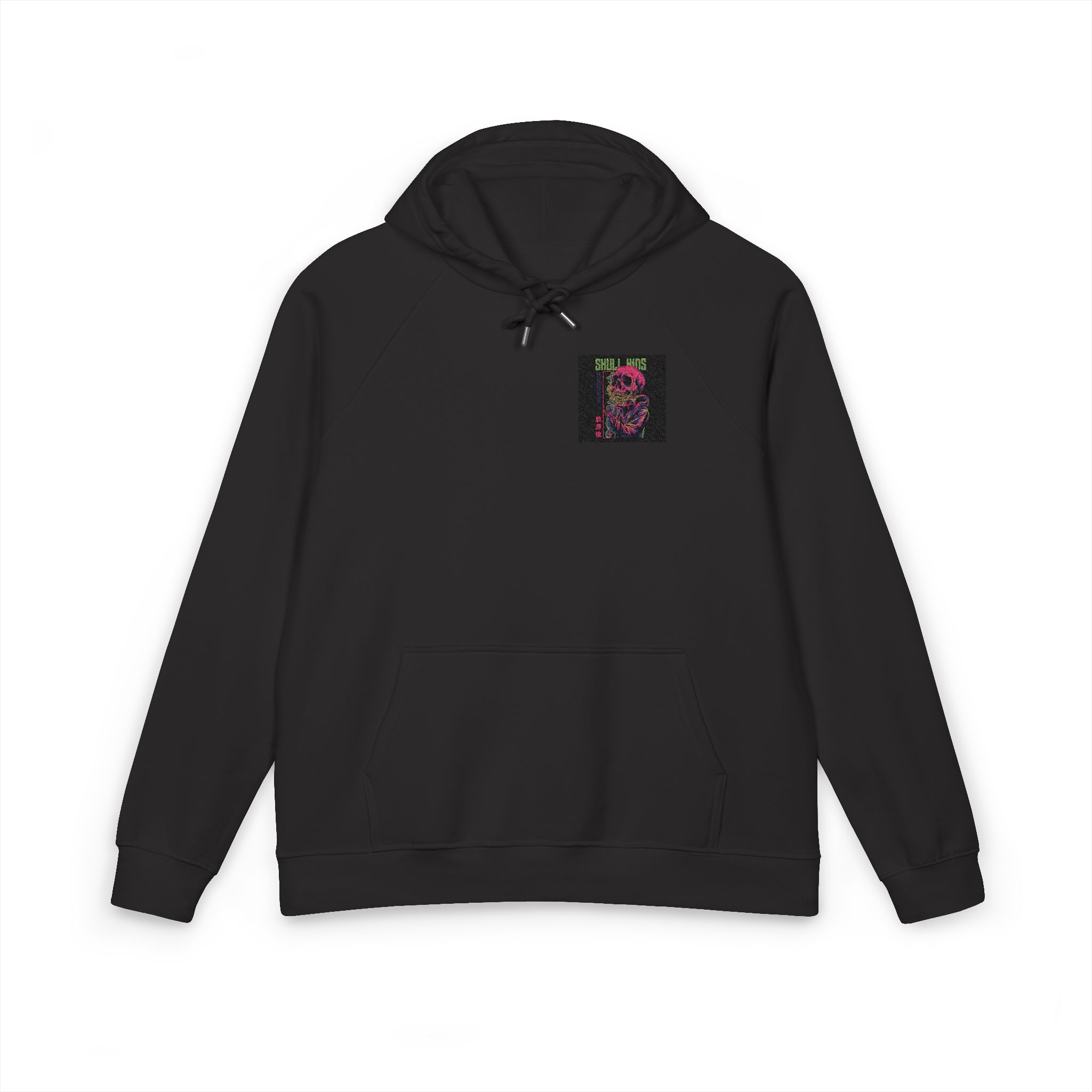 Skull Kids Unisex Eco Raglan Hoodie Embroidery - Image 17