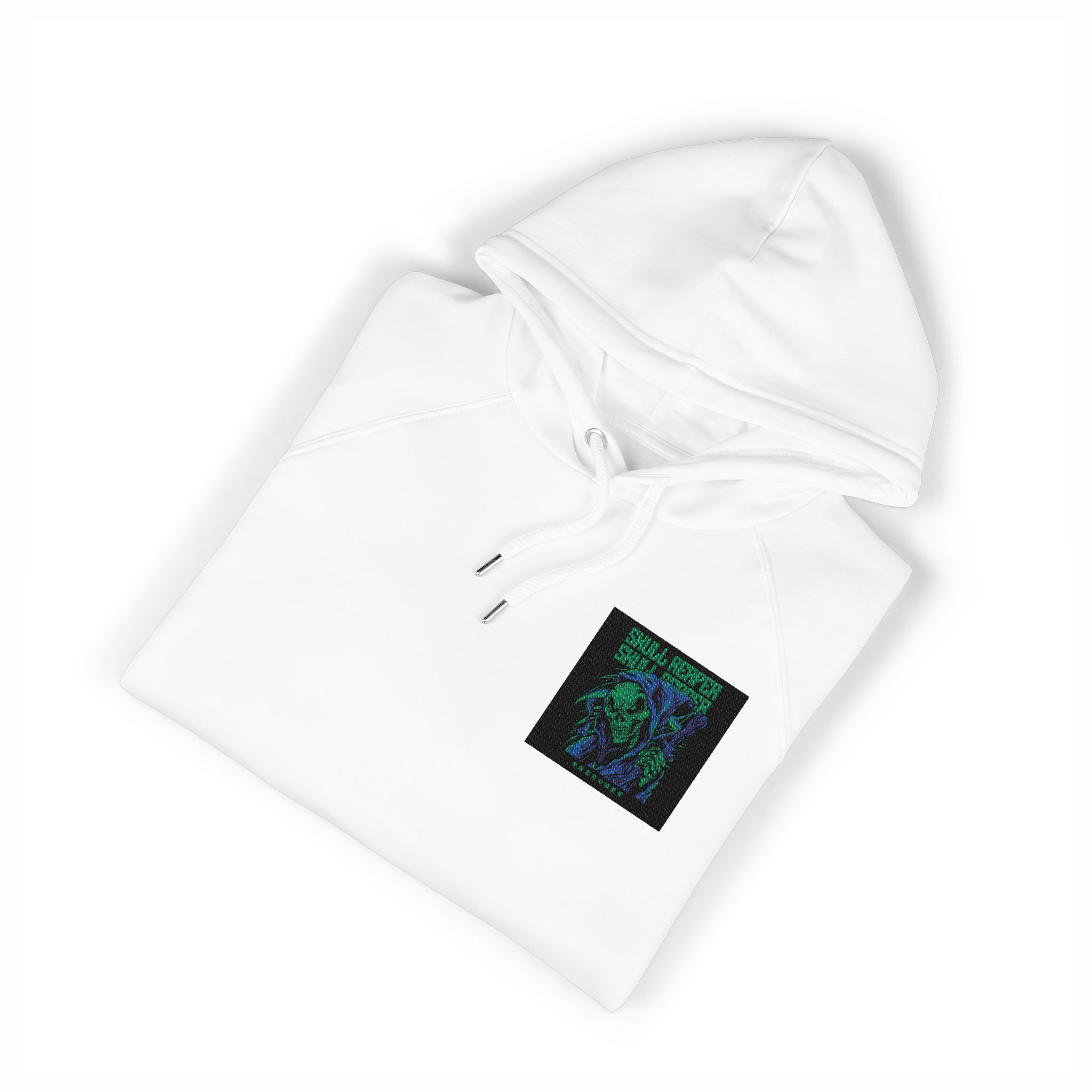 Skull Reaper Unisex Eco Raglan Hoodie Embroidery - Image 3